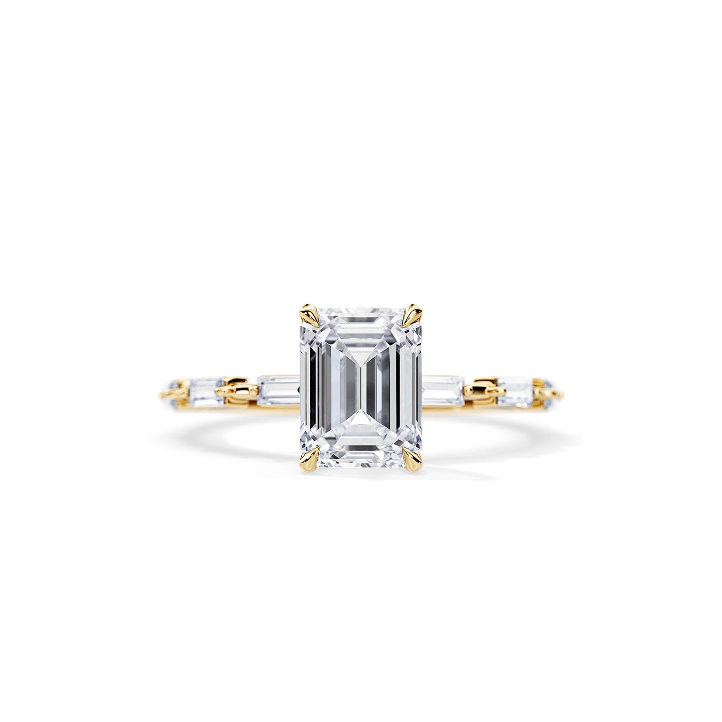 2.50 CT Emerald Cut Moissanite pave setting Engagement Ring