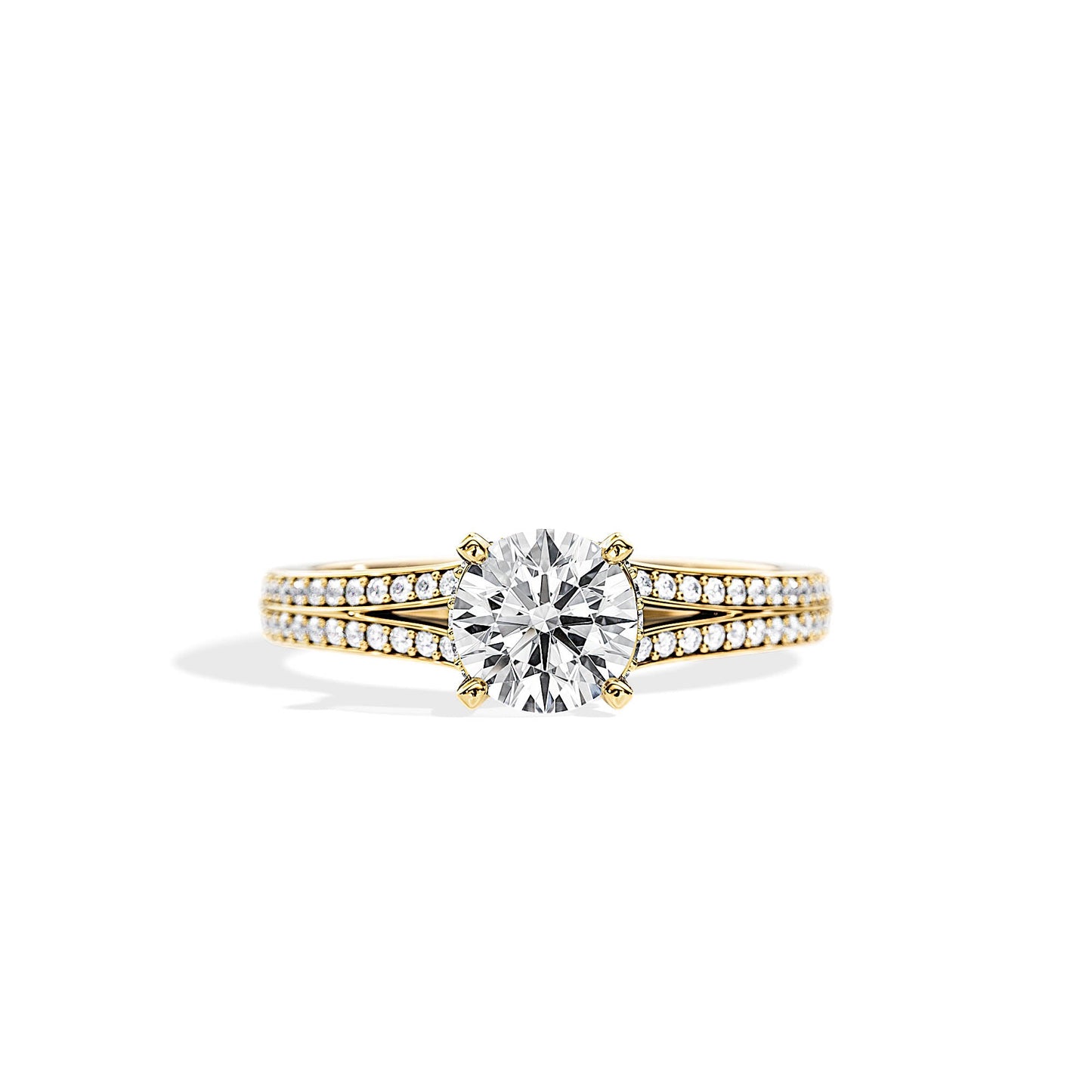 1.0 CT Round Cut Split Shank Moissanite Engagement Ring