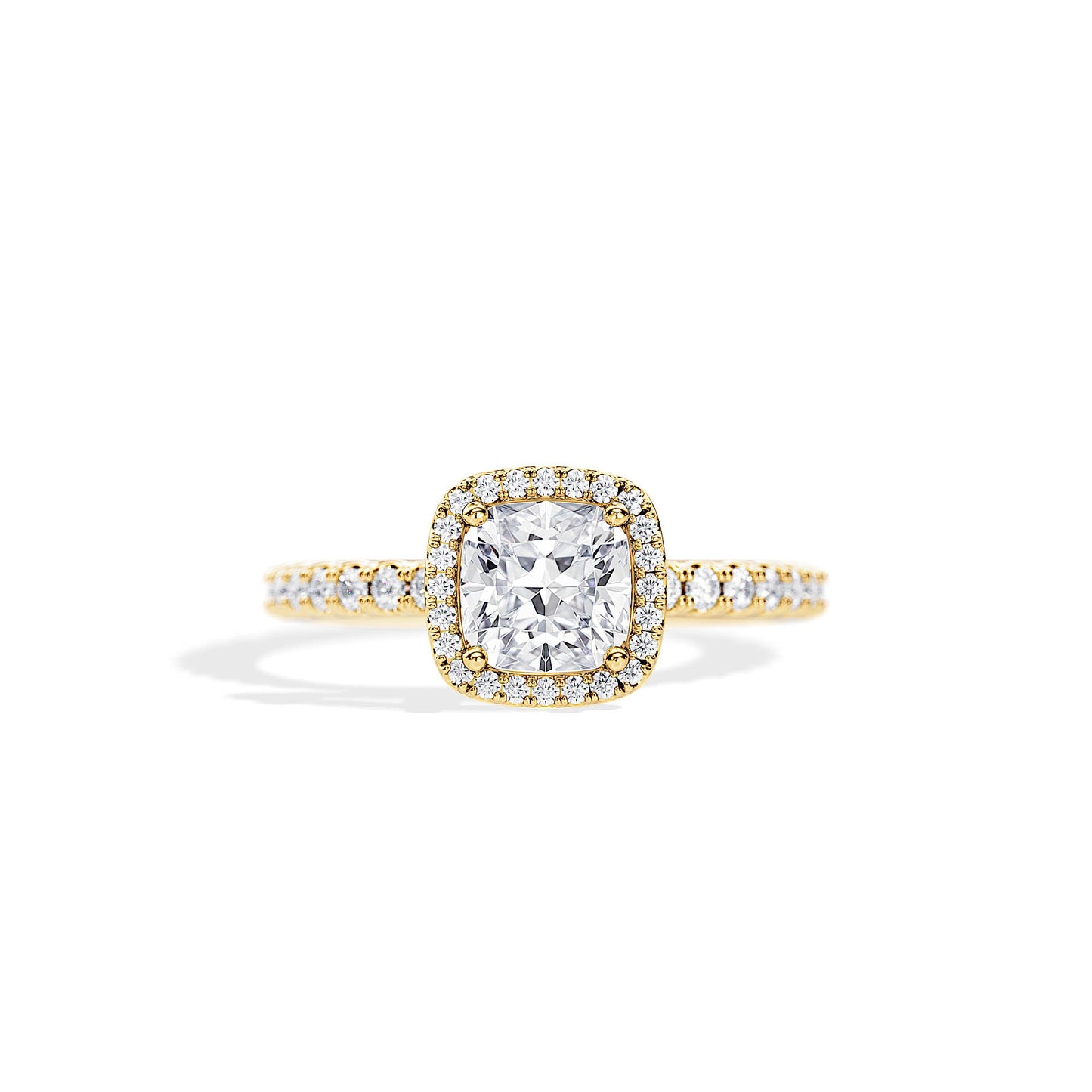 1.0 CT Cushion Cut Moissanite Halo & Pave Engagement Ring