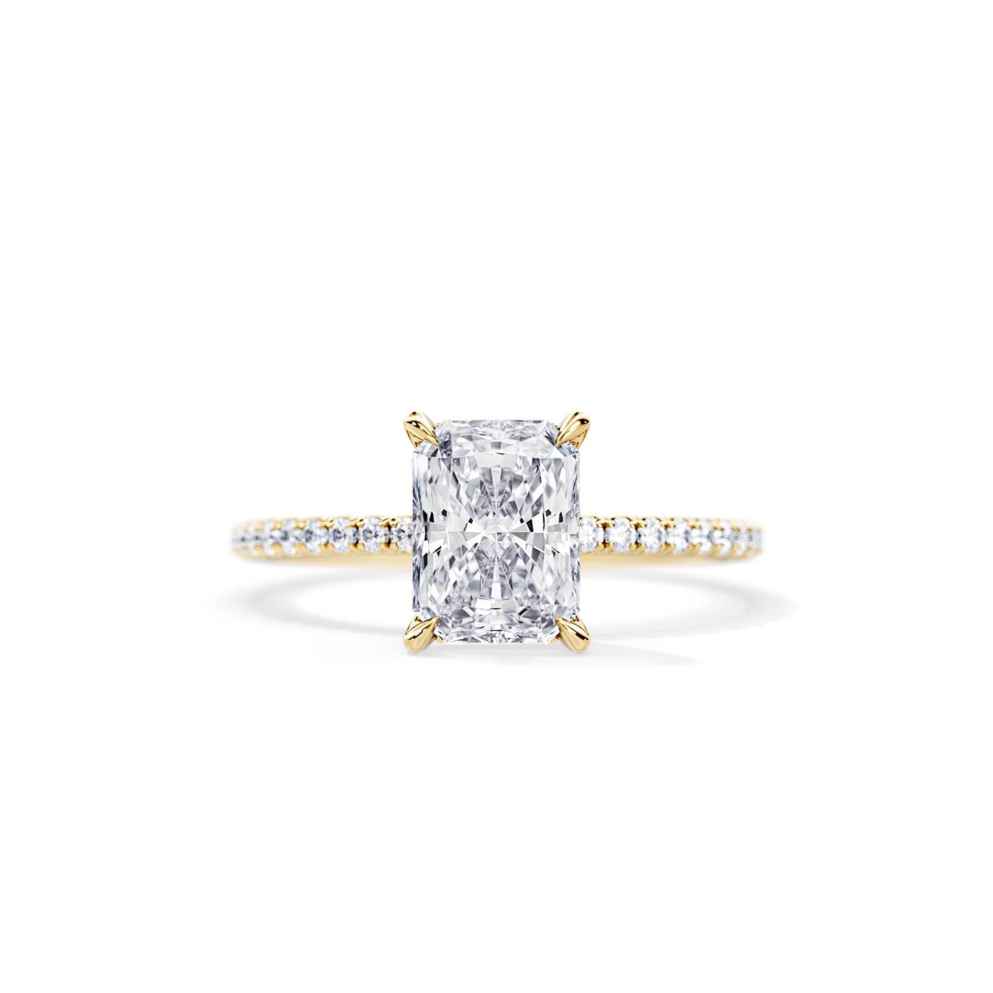 1.80 CT Radiant Cut Moissanite Hidden halo & Pave Engagement Ring