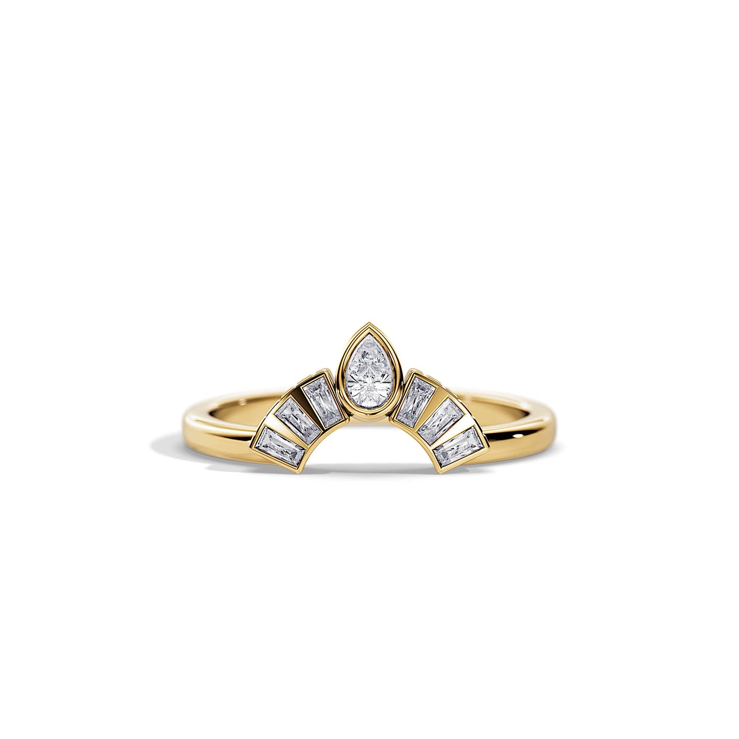 0.35 TCW Pear / Baguette Crown Moissanite Wedding Band