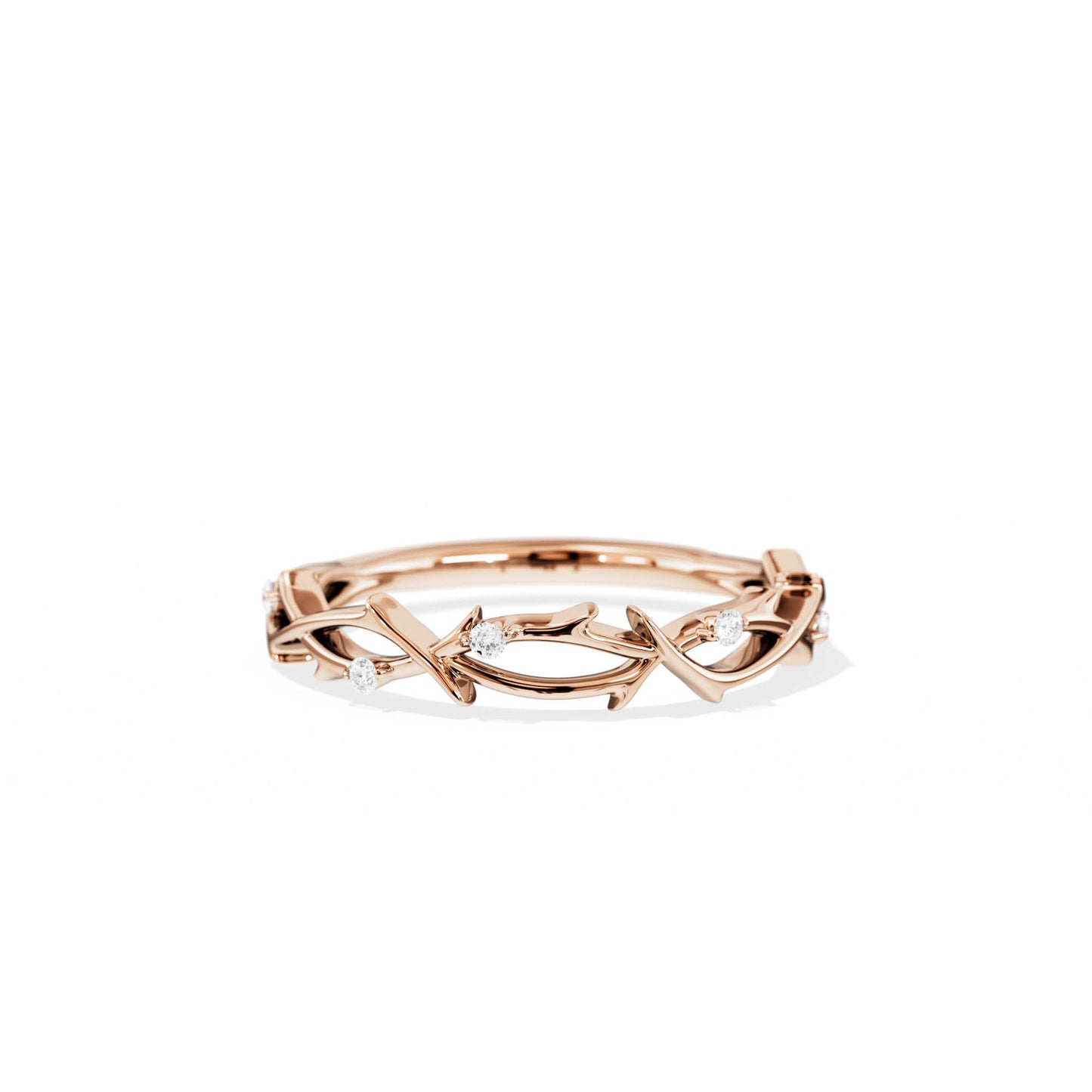 0.05 TCW Round Twig Style Wedding Band