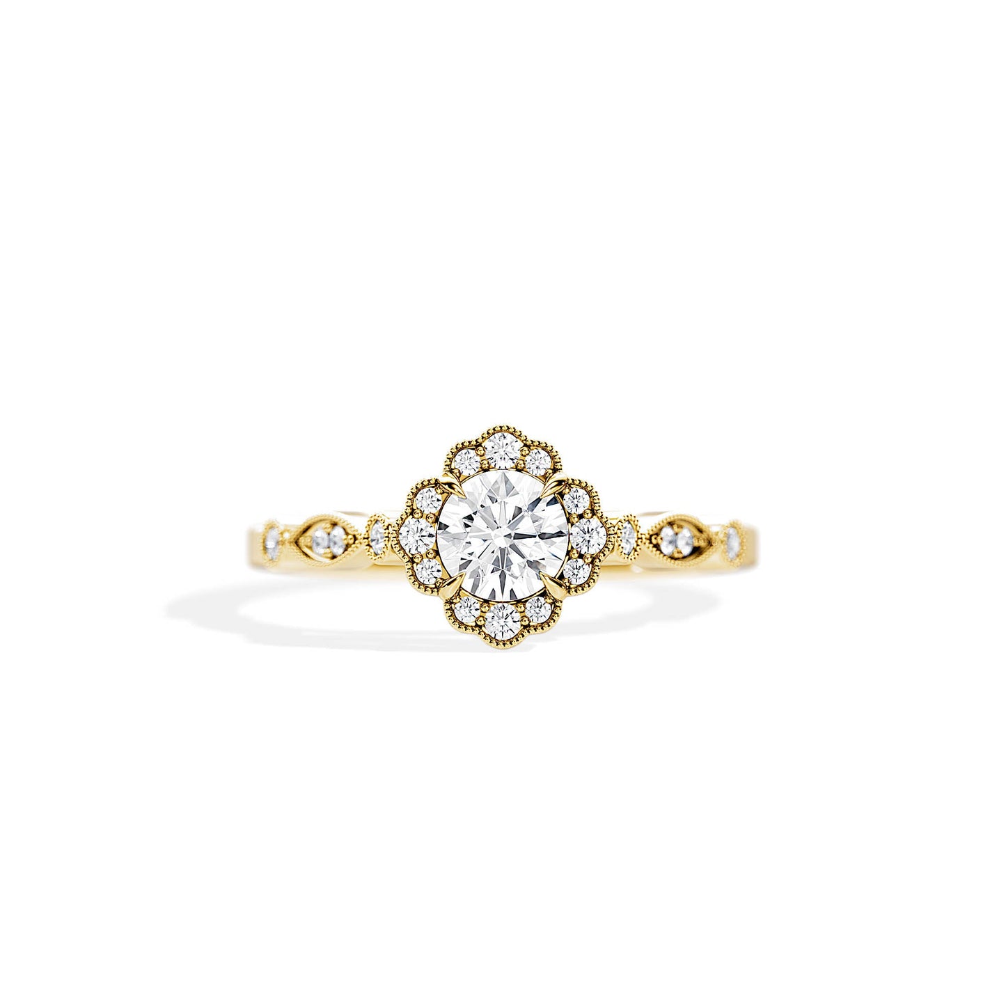0.50 CT Round Cut Moissanite Halo Engagement Ring