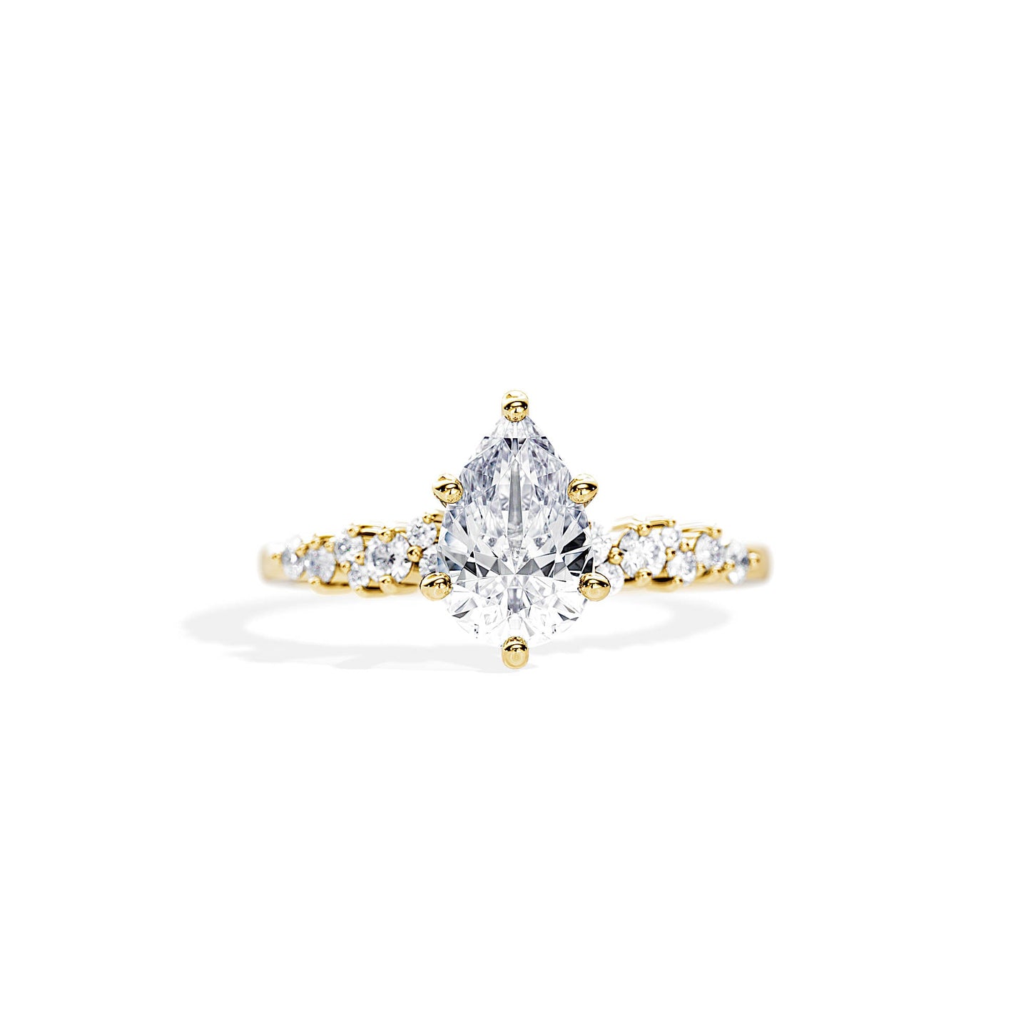 1.50 CT Pear Cut Moissanite Cluster Engagement Ring