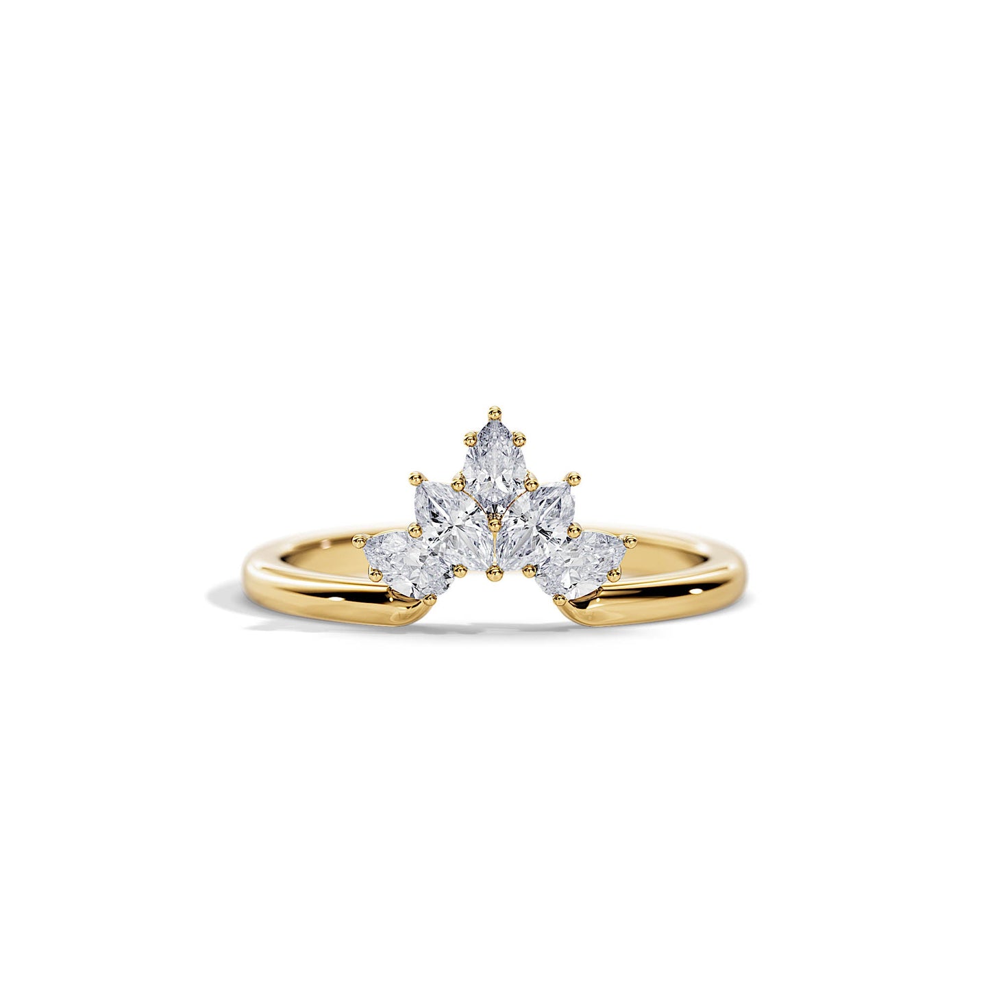 0.55 TCW Pear / Marquise Curved Moissanite Wedding Band
