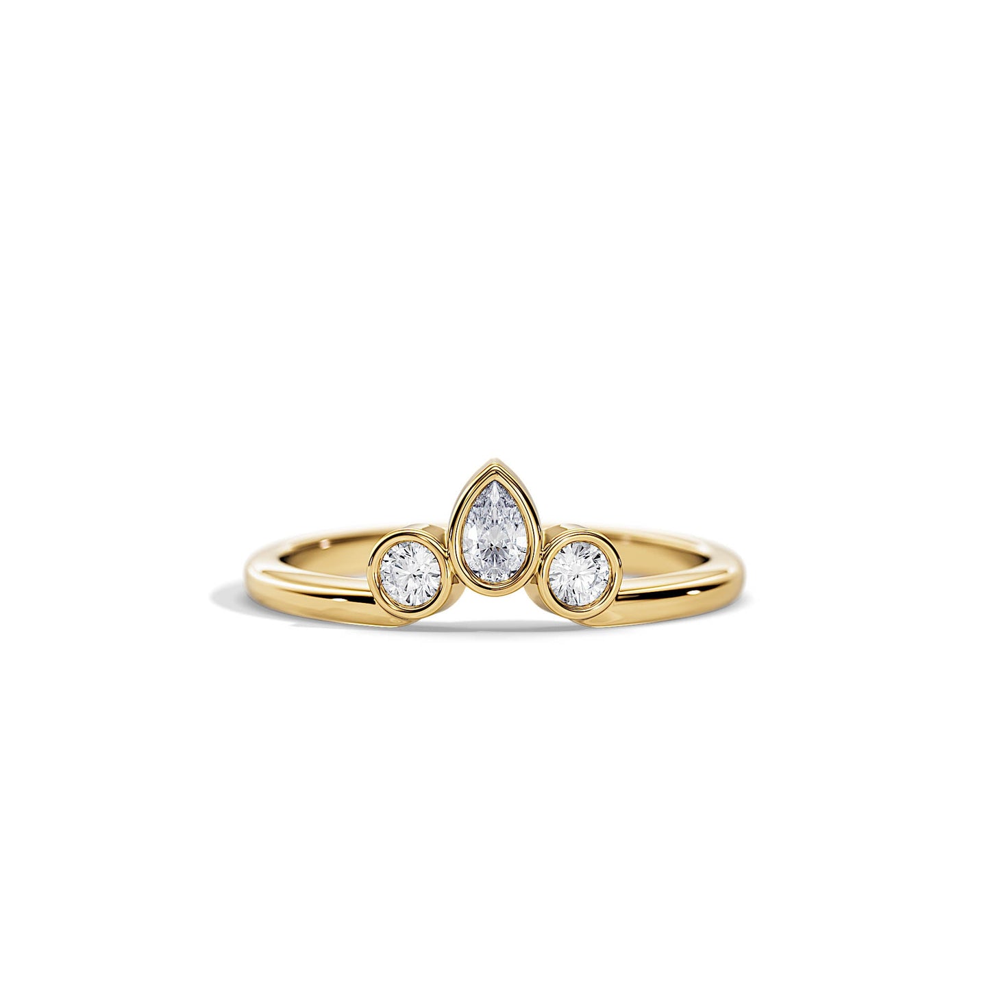 0.40 TCW Round & Pear Three Stone Moissanite Wedding Band