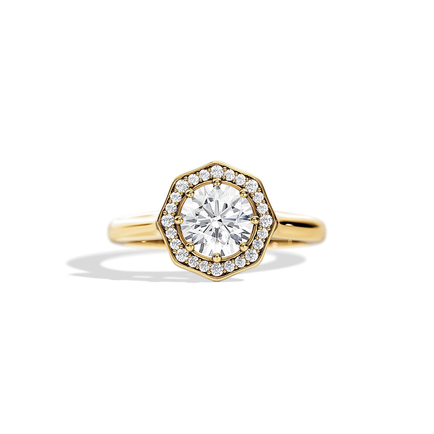 1.0 CT Round Cut Moissanite Halo Setting Engagement Ring