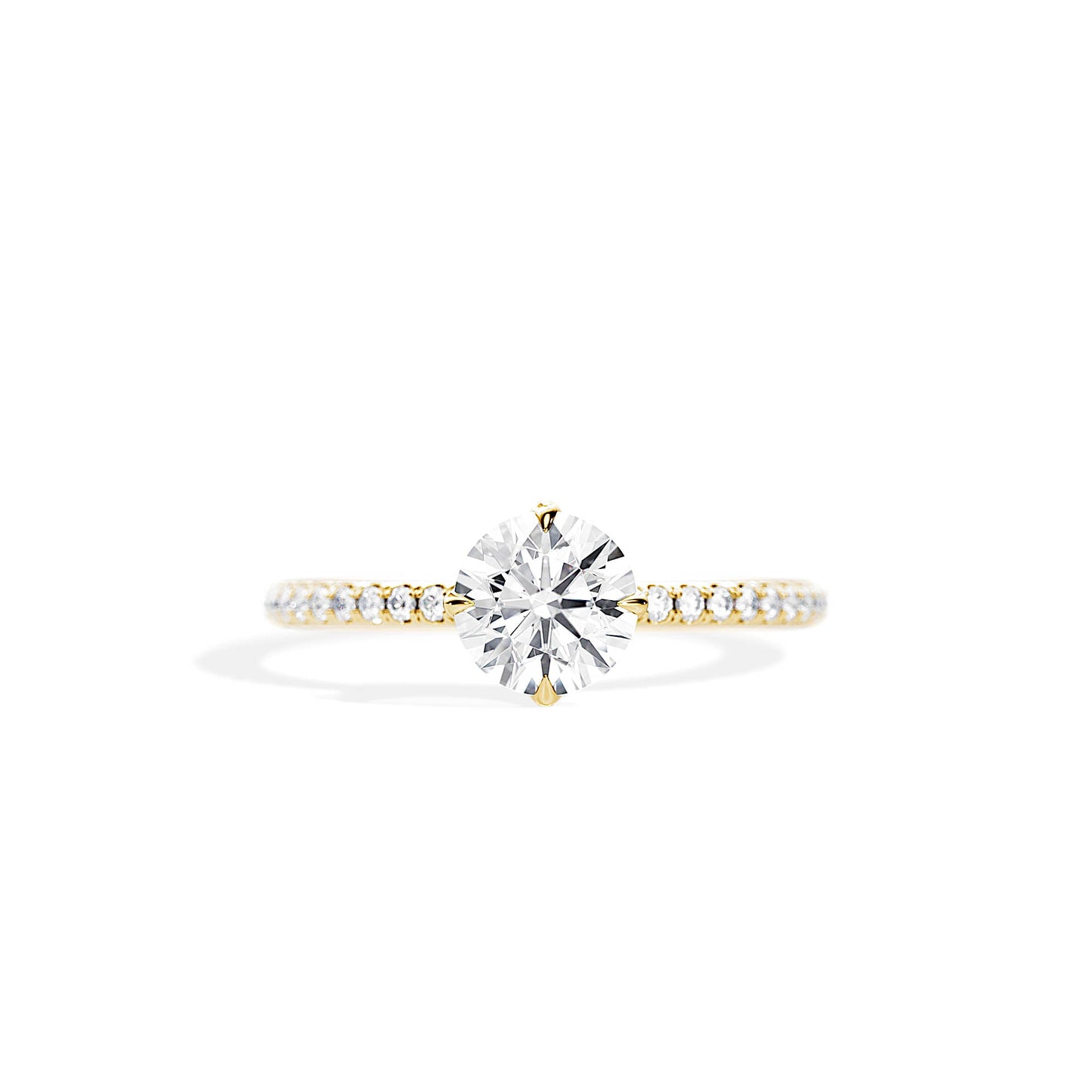 1.0 CT Round Cut Pave Setting Moissanite Engagement Ring