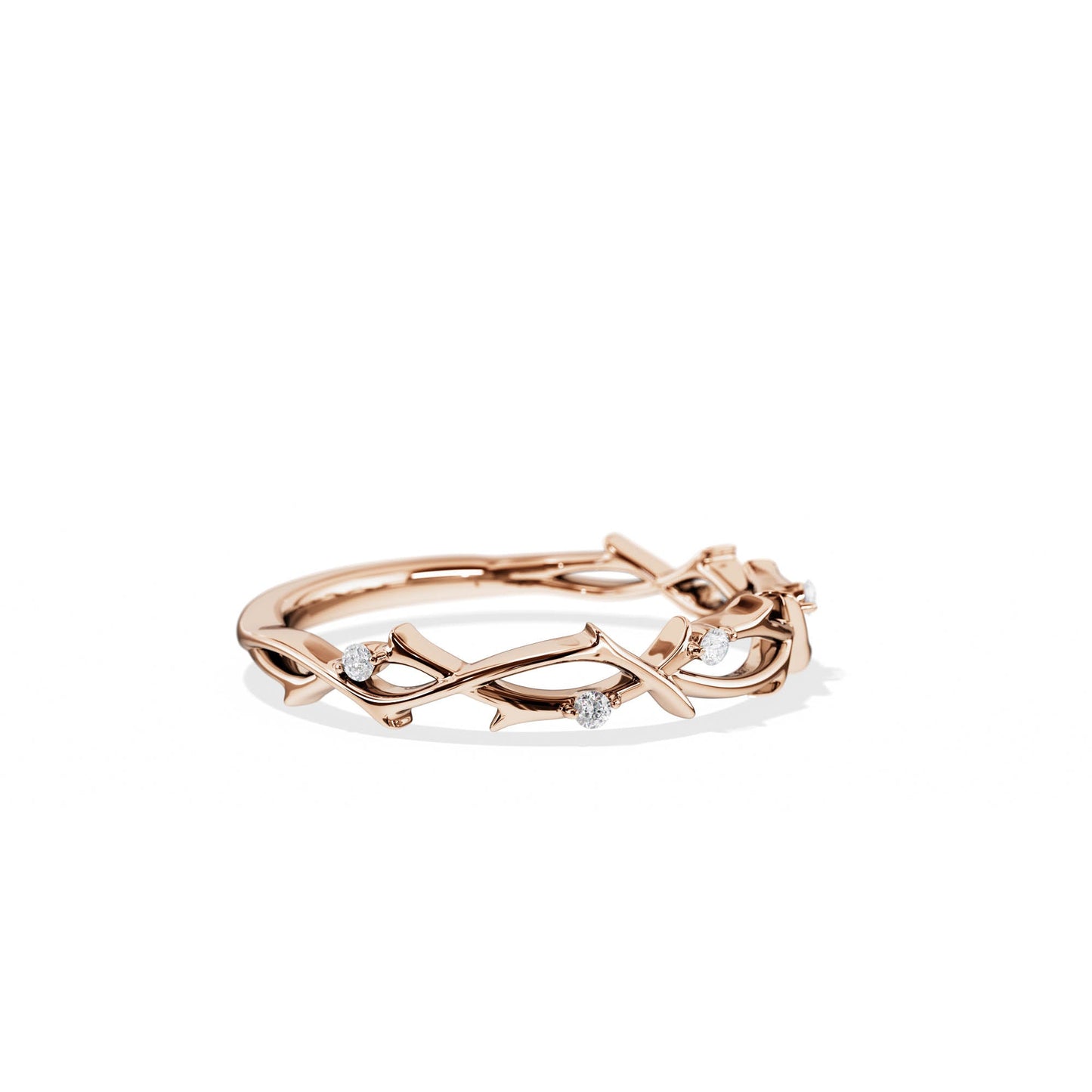 0.05 TCW Round Twig Style Wedding Band
