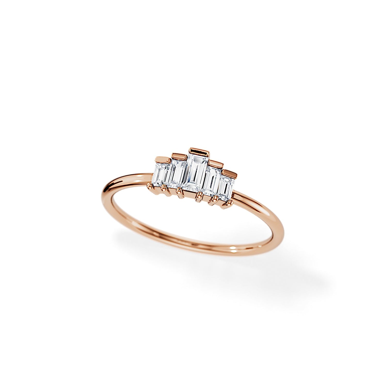 0.30 TCW Baguette Bezel Art Deco Style Moissanite Wedding Band