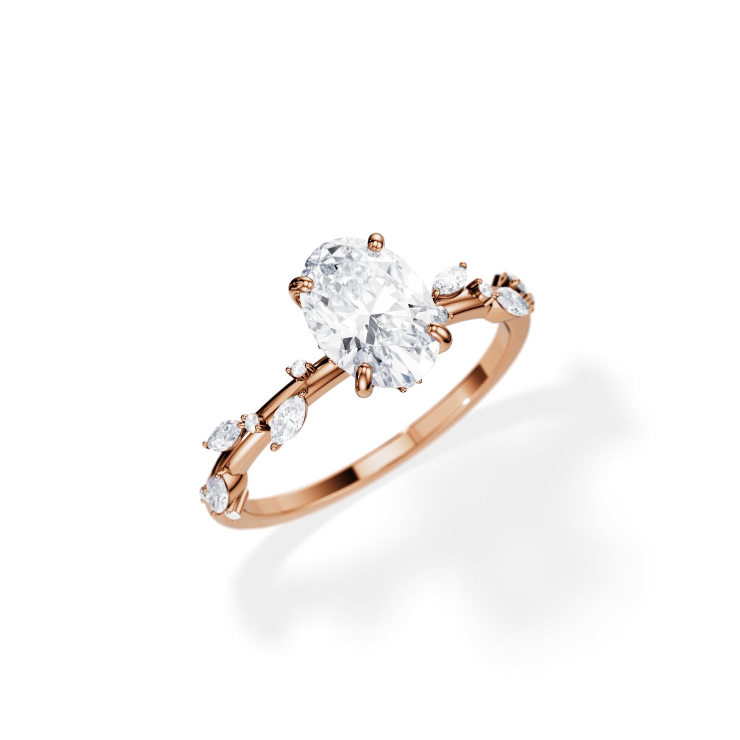 1.50 CT Oval Cut Moissanite Dainty Setting Engagement Ring
