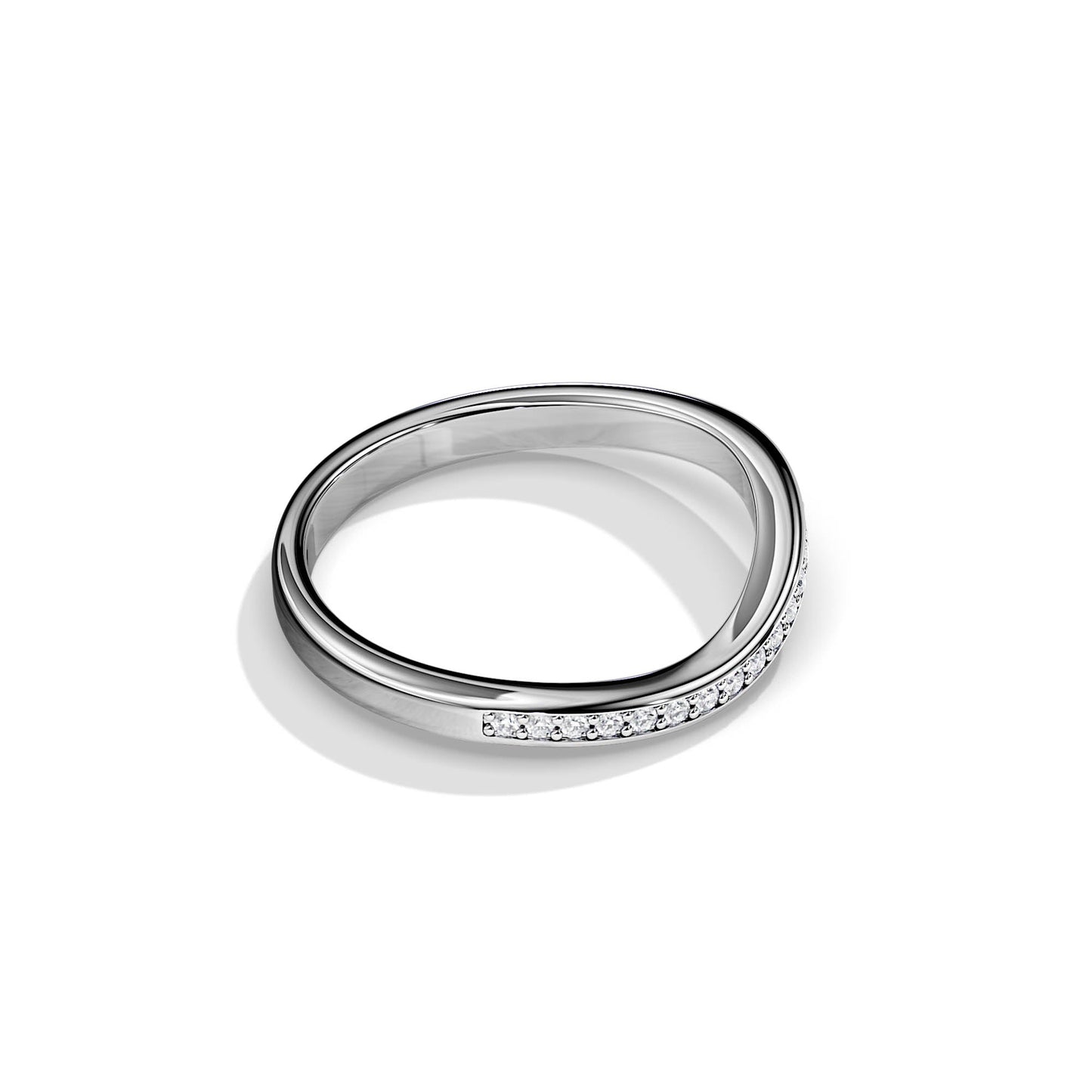 0.15 TCW Round Wave & Pave Moissanite Wedding Band