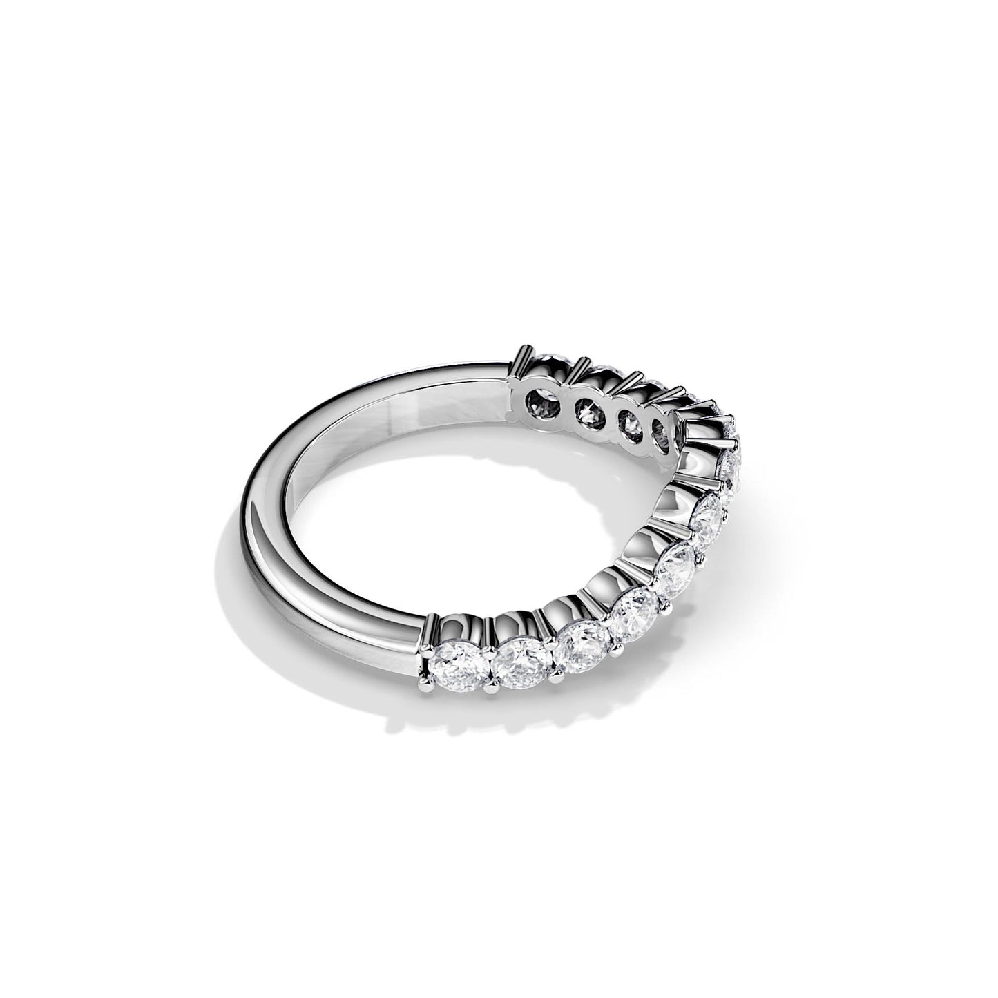 0.8 TCW Round Curved Moissanite Wedding Band