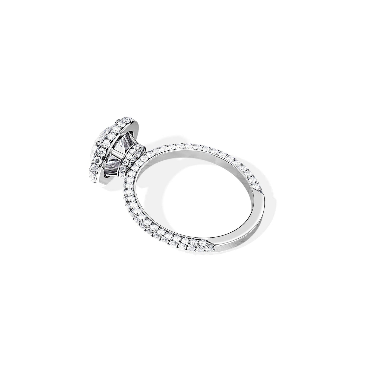 1.50 CT Round Cut Halo & Pave Moissanite Engagement Ring