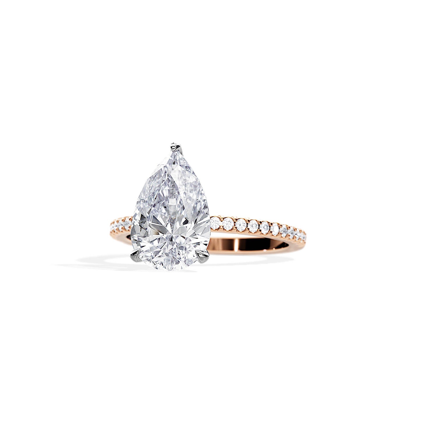 3.0 CT Pear Cut Moissanite Hidden Halo & Pave Setting Engagement Ring