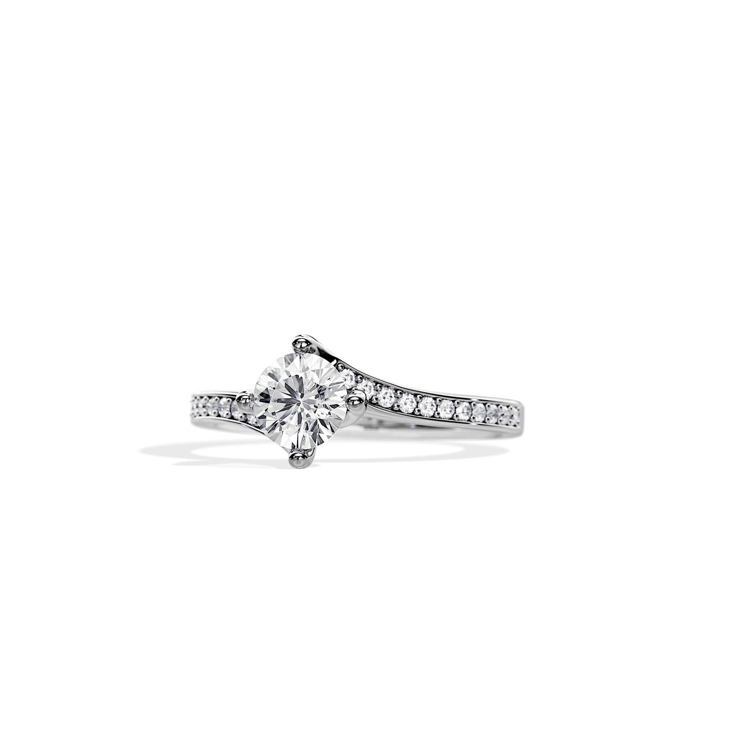 1.0 CT Round Cut Moissanite Prong Setting Engagement Ring