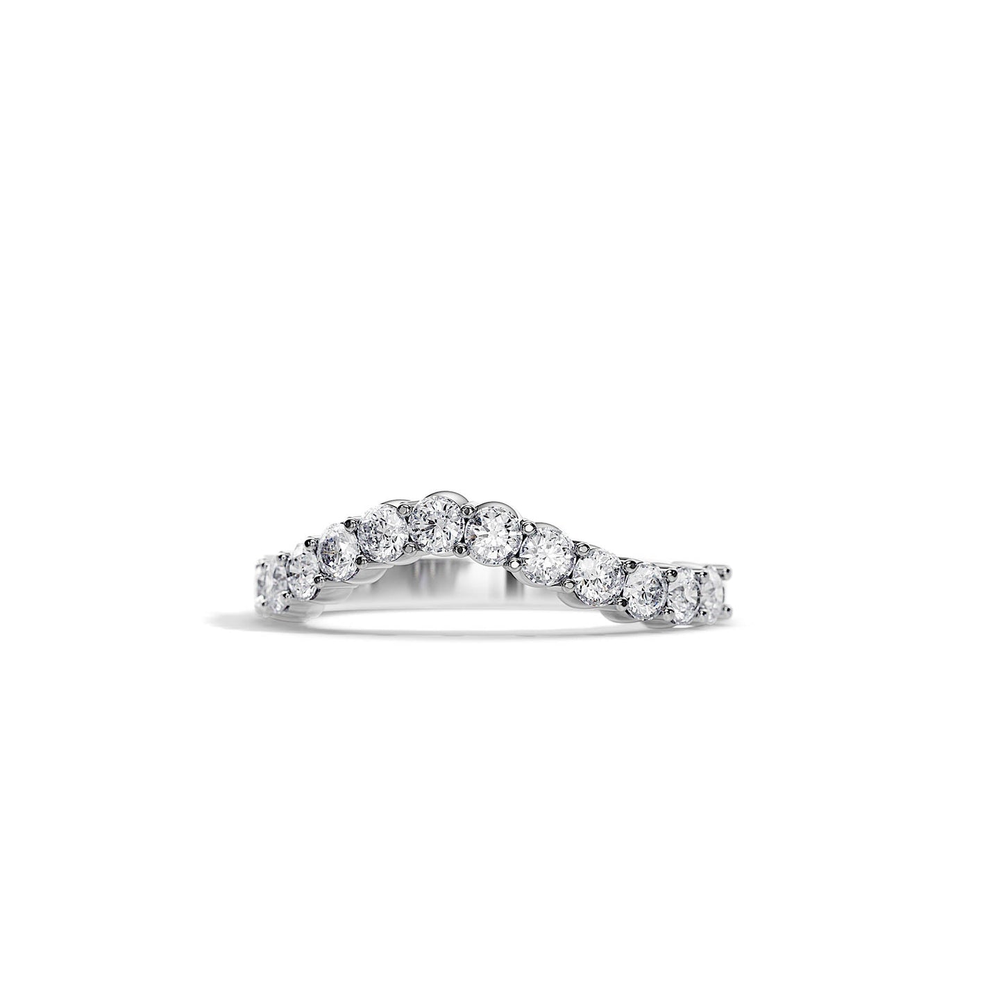 0.8 TCW Round Curved Moissanite Wedding Band