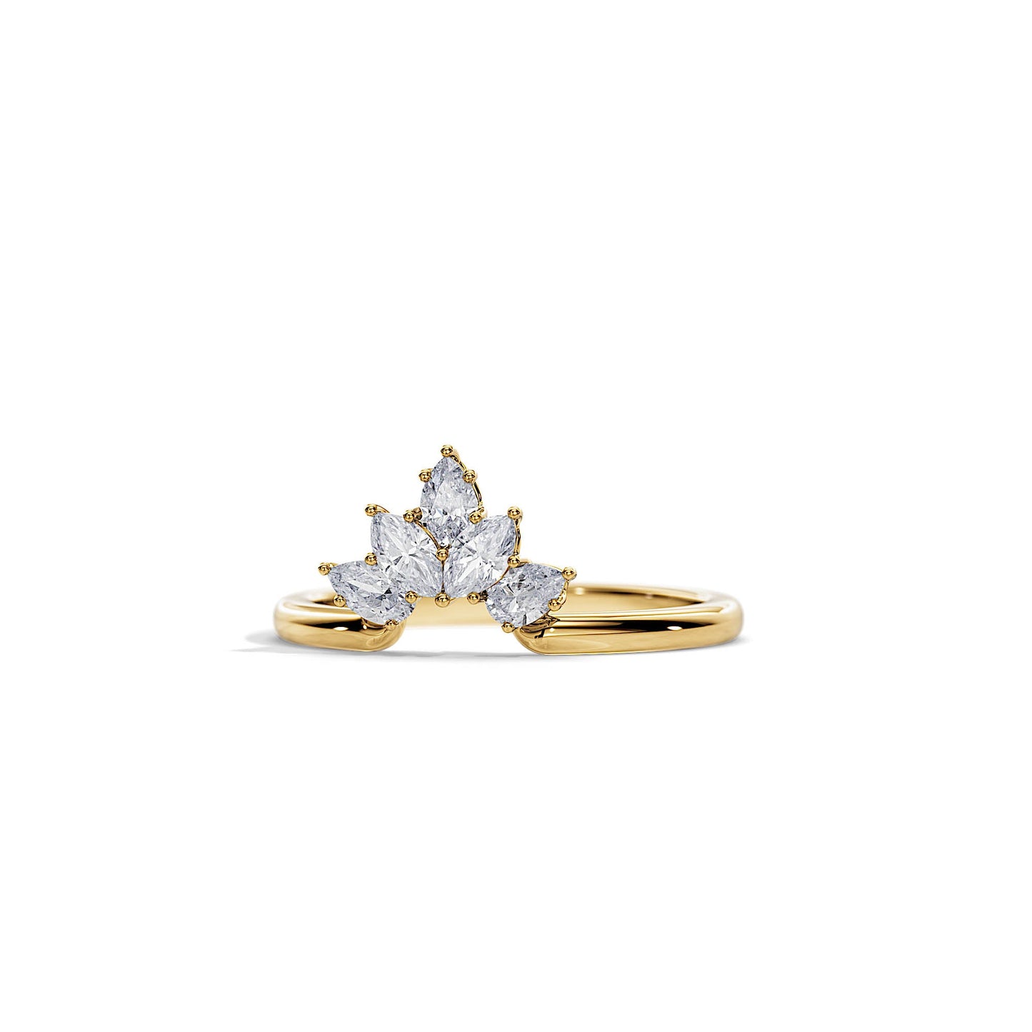 0.55 TCW Pear / Marquise Curved Moissanite Wedding Band
