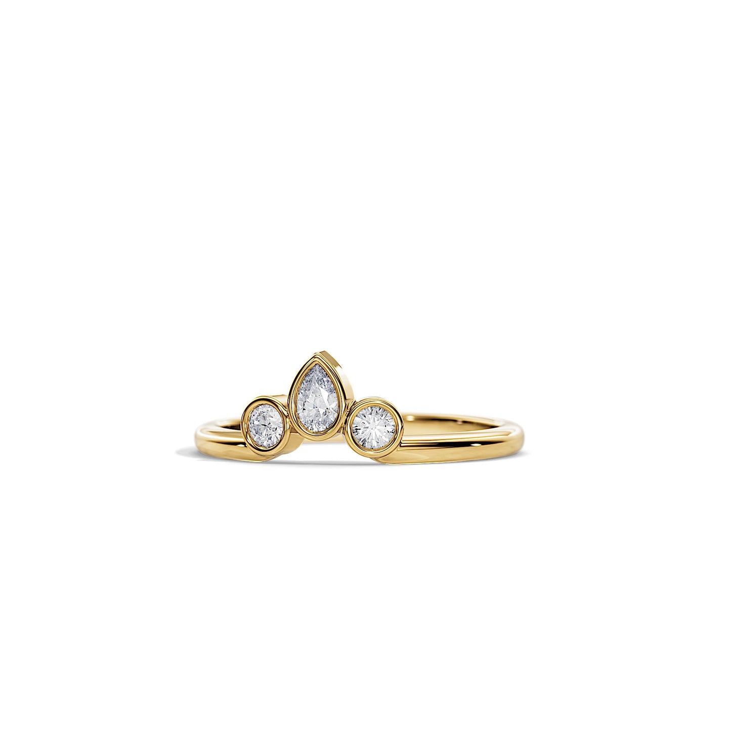 0.40 TCW Round & Pear Three Stone Moissanite Wedding Band