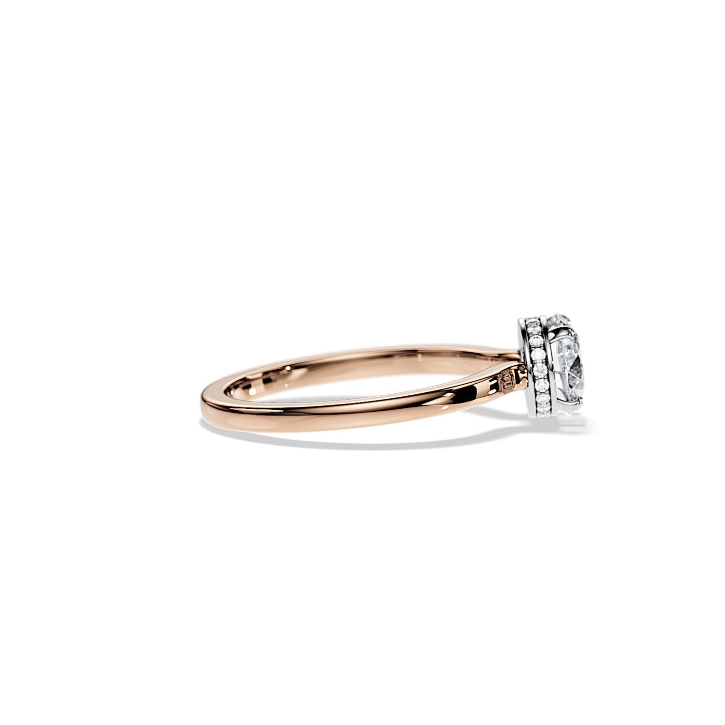 1.0 CT Round Cut Moissanite Hidden Halo Engagement Ring