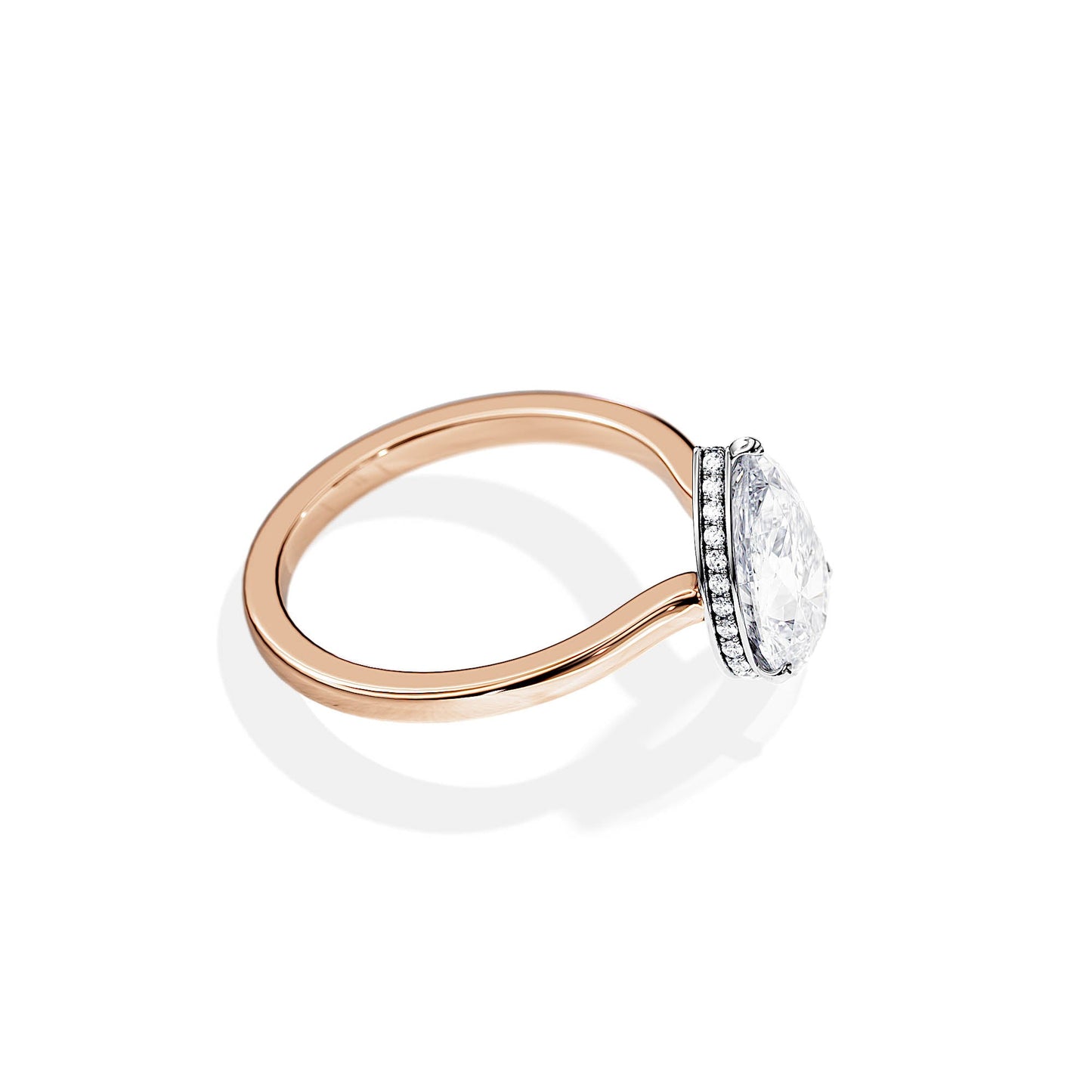 2.10 CT Pear Moissanite Hidden Halo Engagement Ring