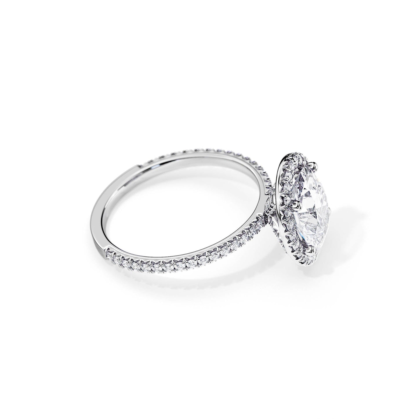 3.0 CT Oval Moissanite Halo & Pave Setting Engagement Ring