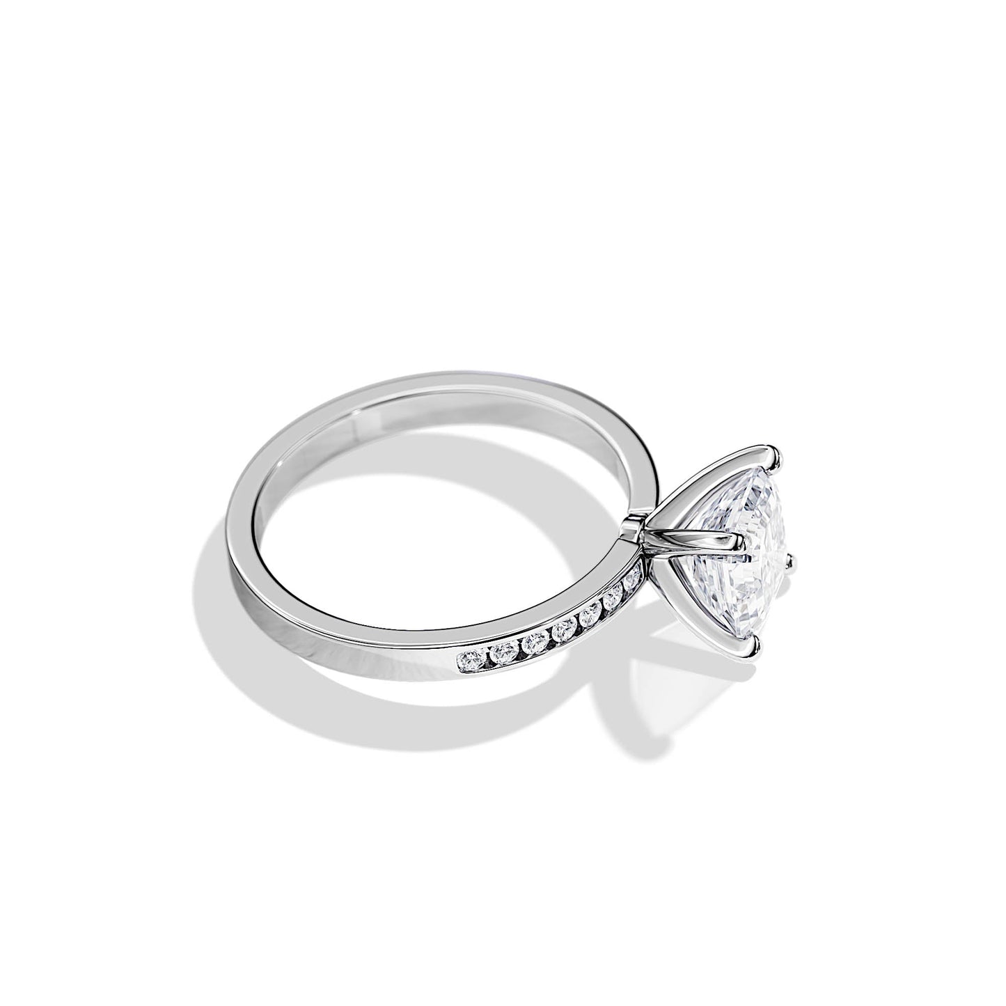 1.30 CT Asscher Cut Moissanite pave setting Engagement Ring