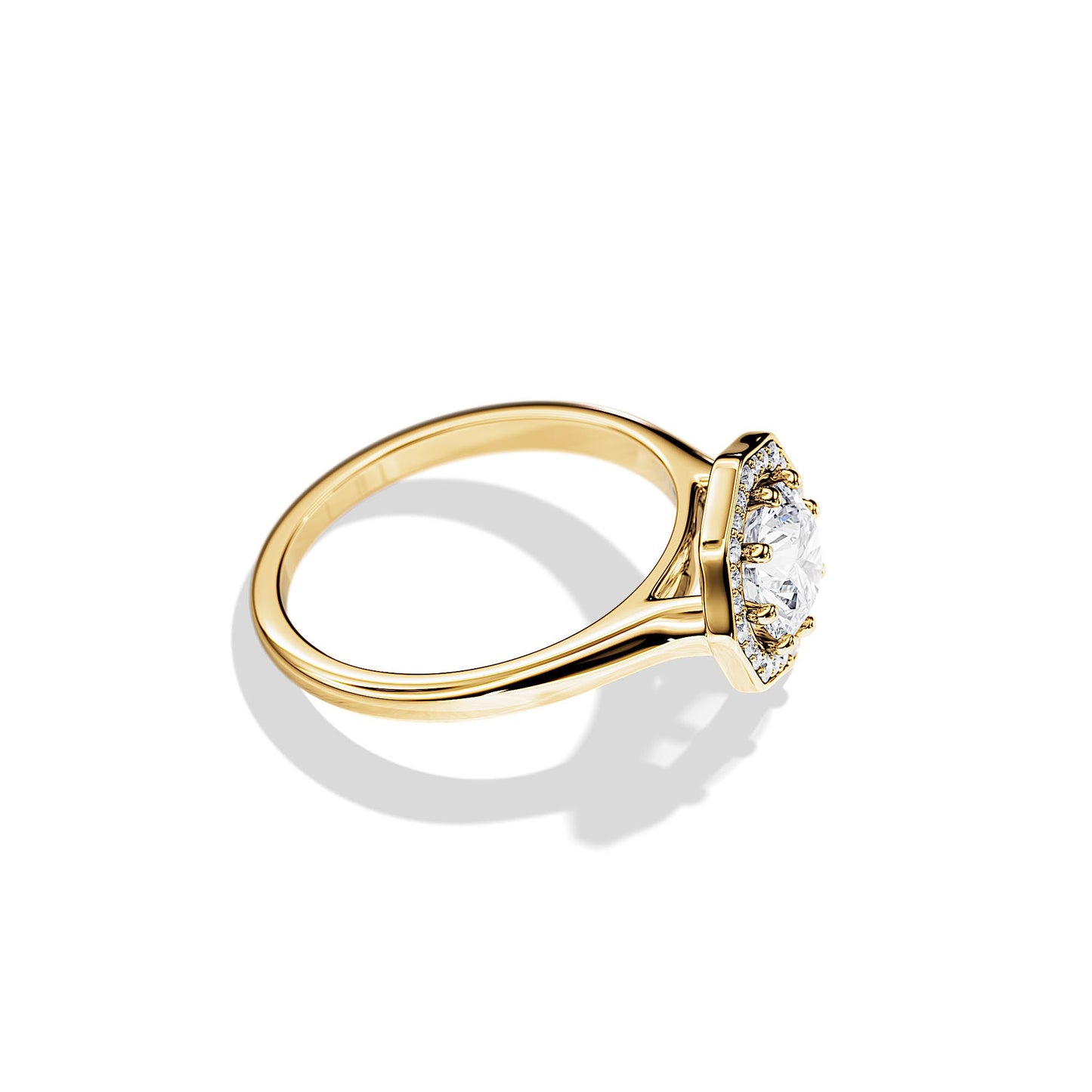 1.0 CT Round Cut Moissanite Halo Setting Engagement Ring