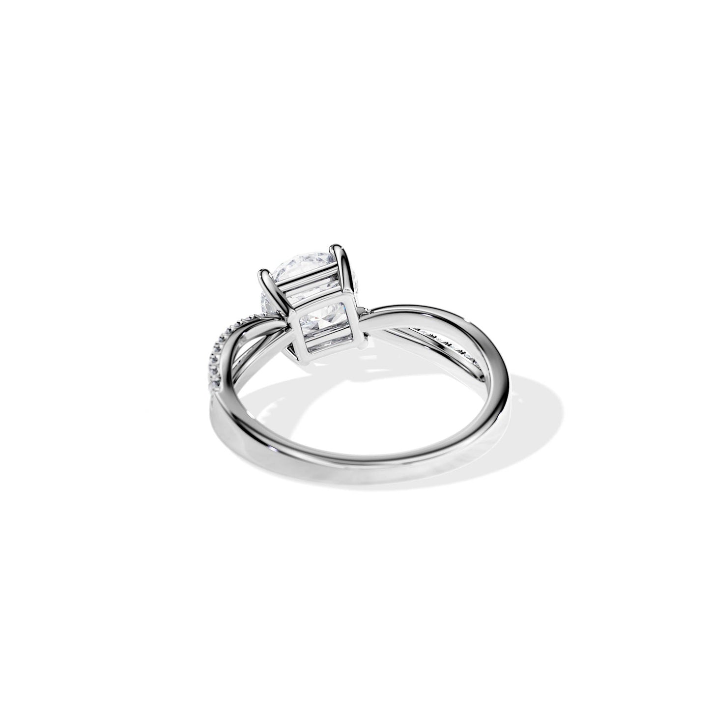 1.0 CT Round Cut Moissanite Split Shank Engagement Ring