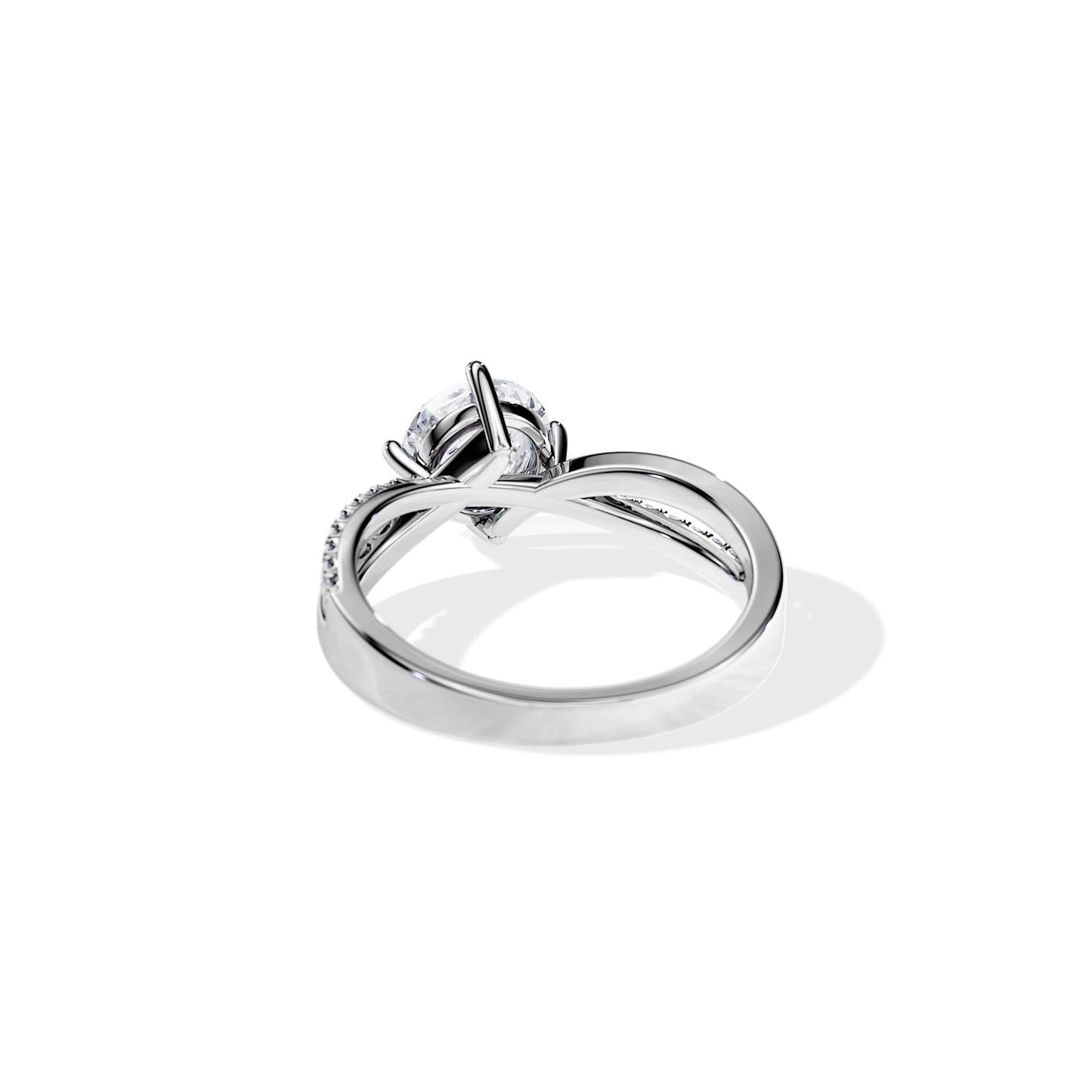 1.0 CT Round Moissanite Split Shank Engagement Ring