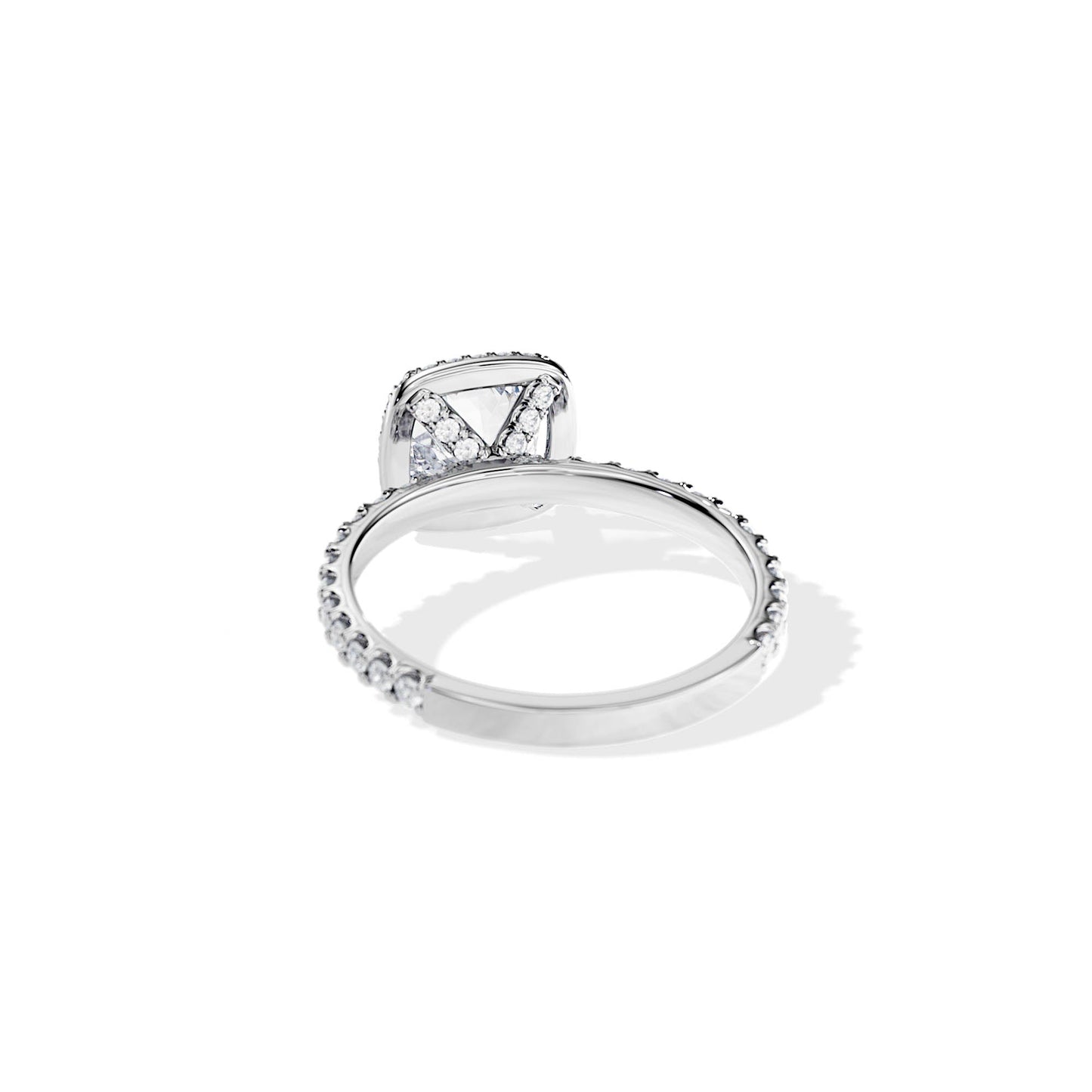 1.0 CT Cushion Cut Moissanite Halo & Pave Engagement Ring