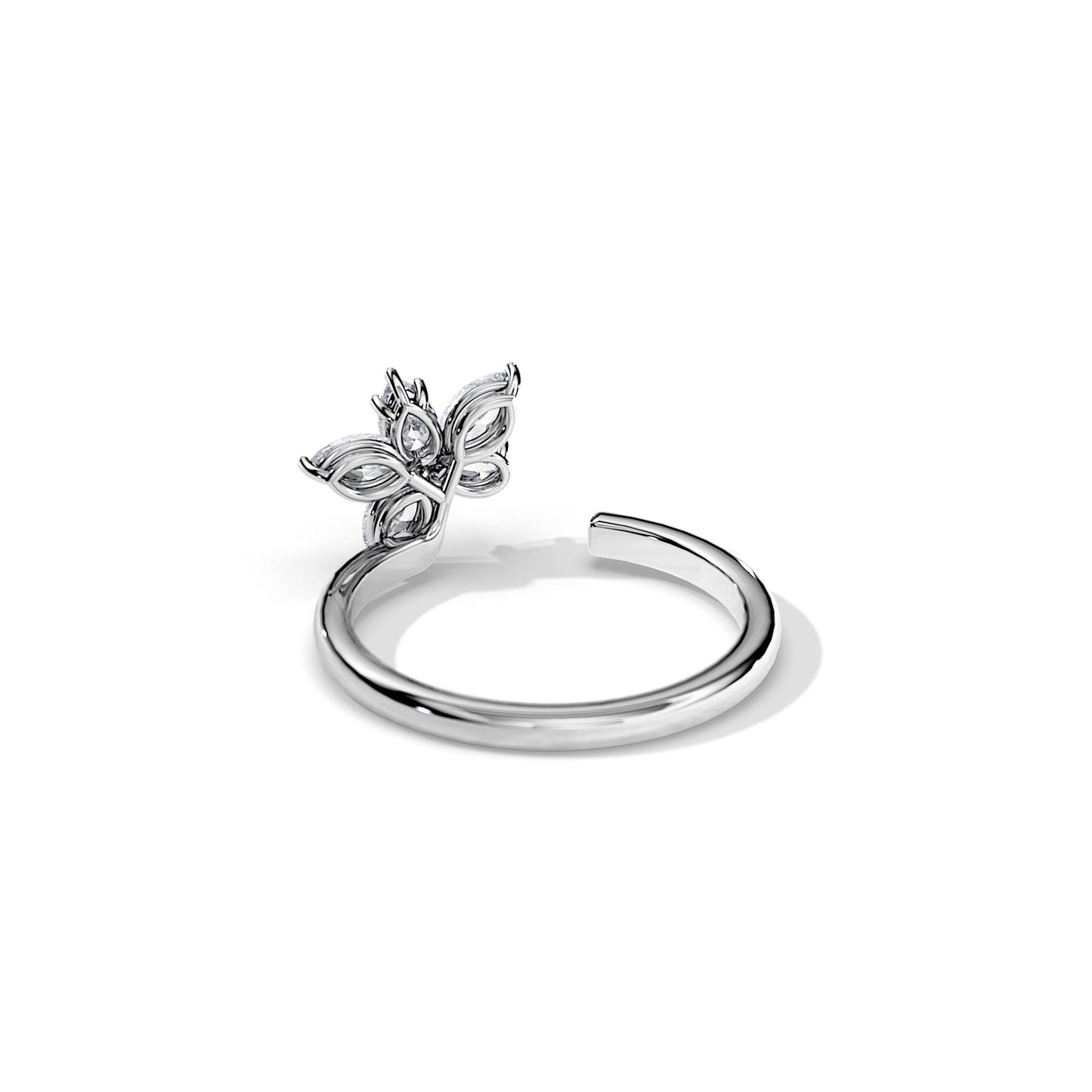 0.75 TCW Marquise / Pear Curved Moissanite Wedding Band
