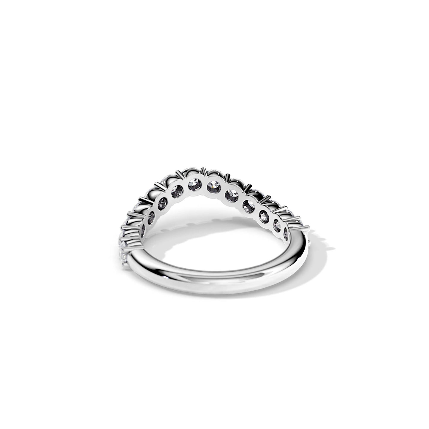 0.8 TCW Round Curved Moissanite Wedding Band