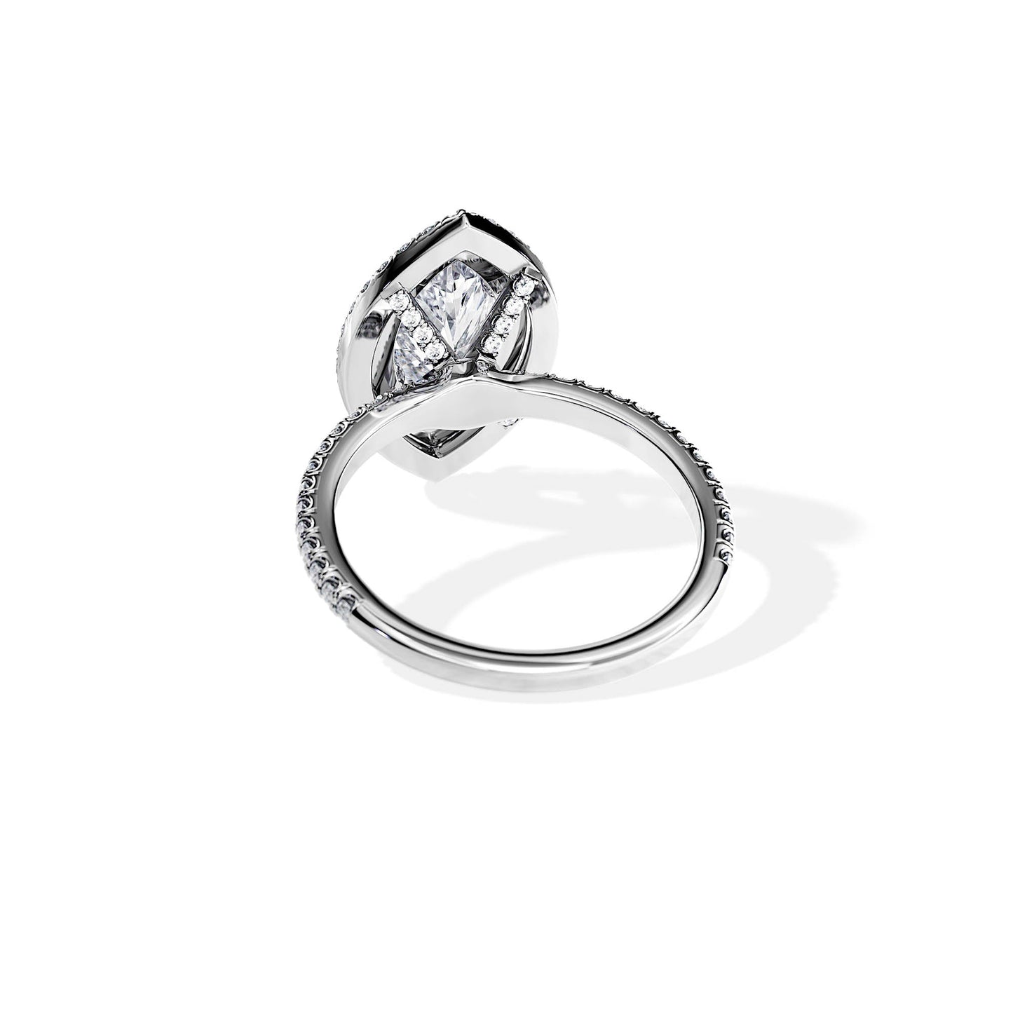 3.0 CT Marquise Cut Moissanite Double Halo & Pave Engagement Ring