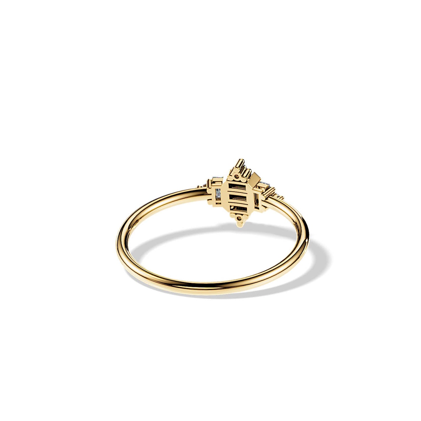 0.24 TCW Baguette & Round Minimalist Moissanite Wedding Band