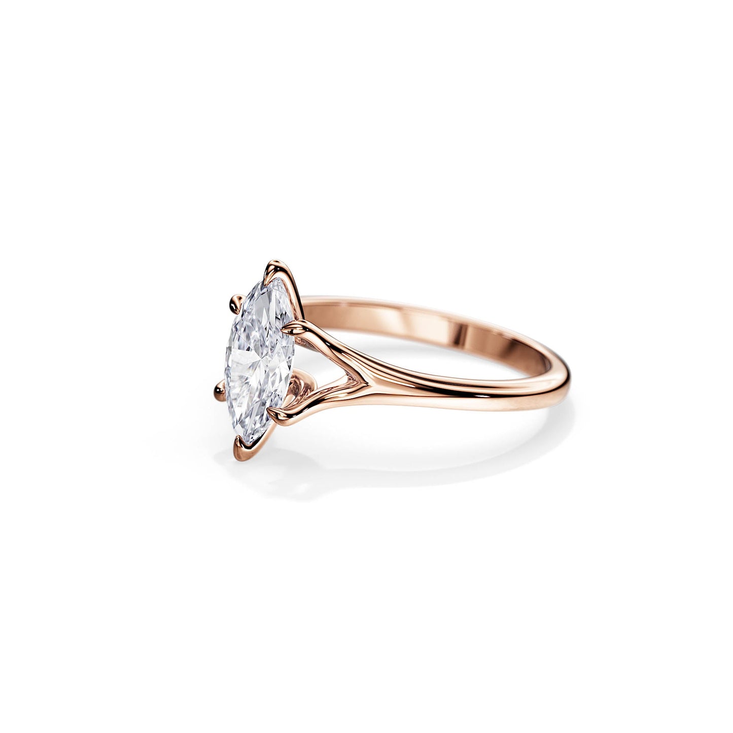 1.5 CT Marquise Split Shank Moissanite Engagement Ring