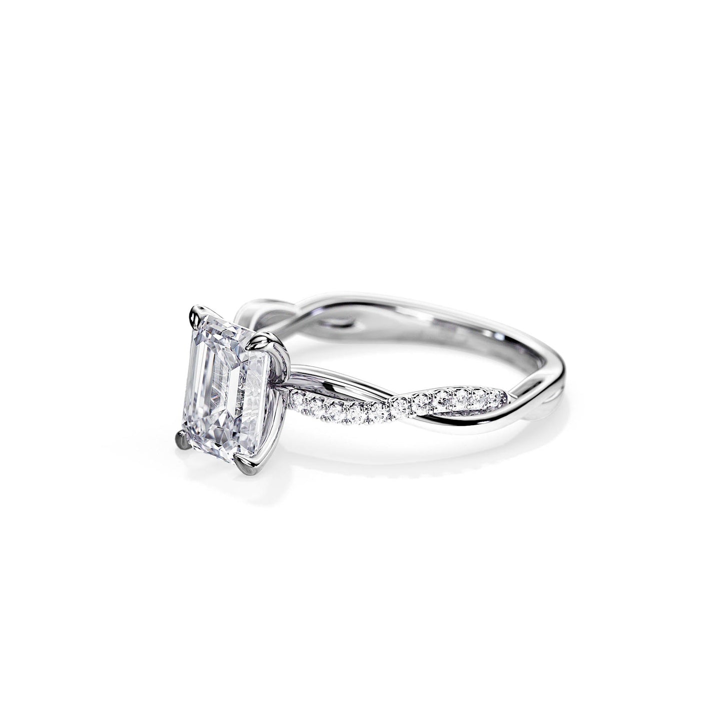 2.50 CT Emerald Cut Moissanite Twisted Engagement Ring