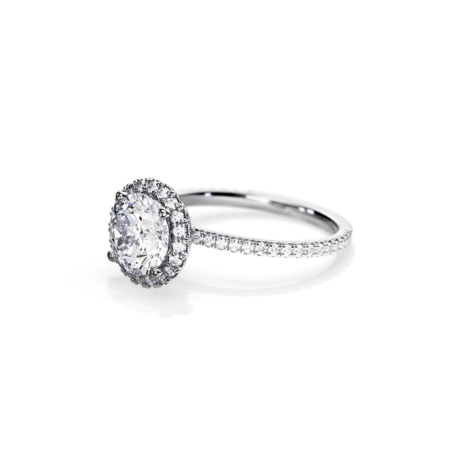 2.0 CT Round Cut Moissanite Halo Style & Pave Setting Engagement Ring