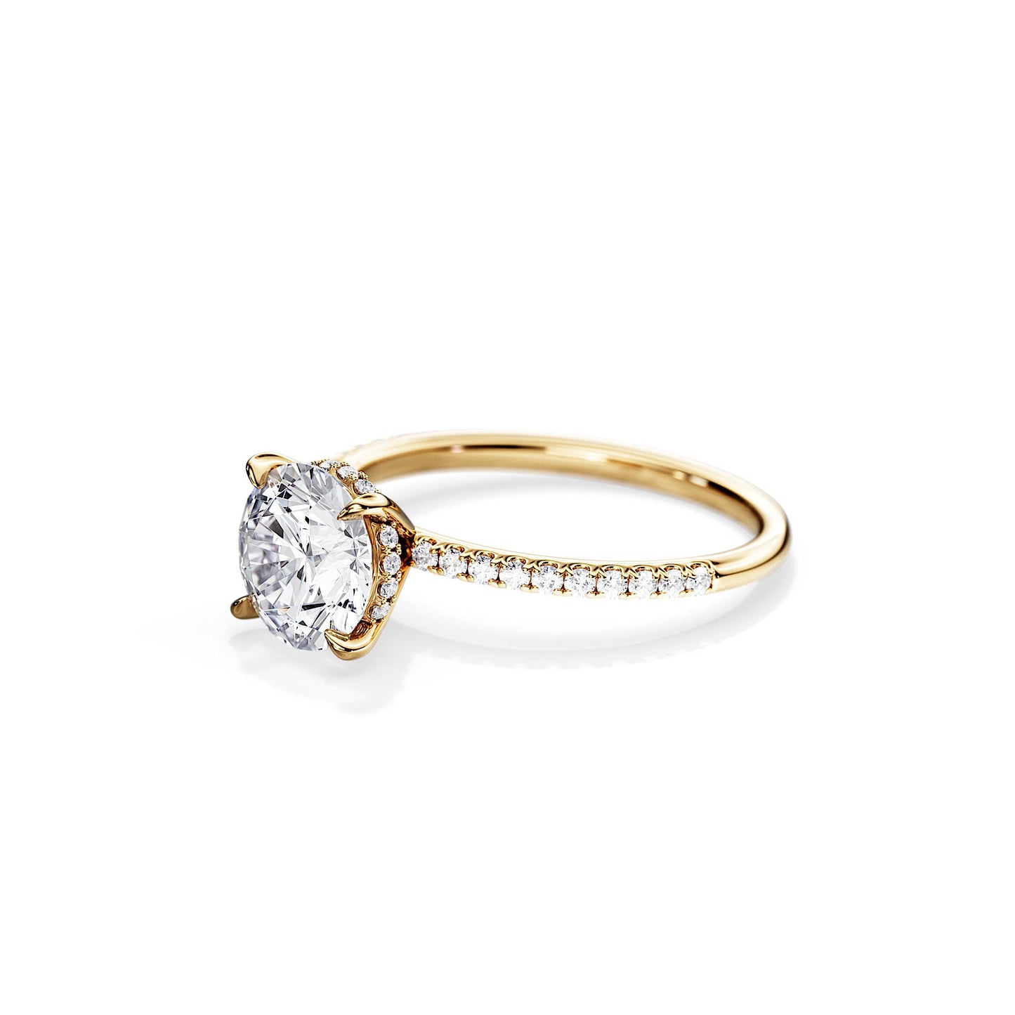 2.0 CT Round Moissanite Hidden Halo & Pave Engagement Ring