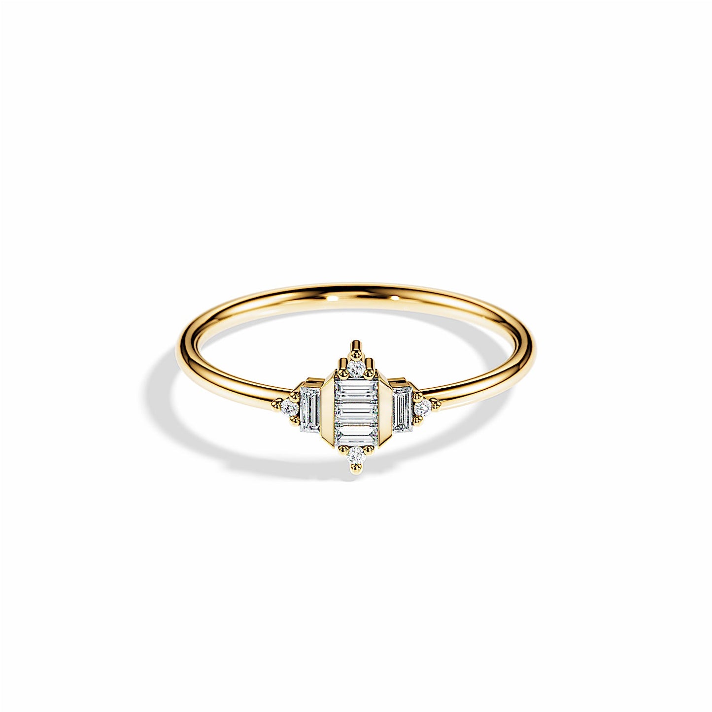 0.24 TCW Baguette & Round Minimalist Moissanite Wedding Band
