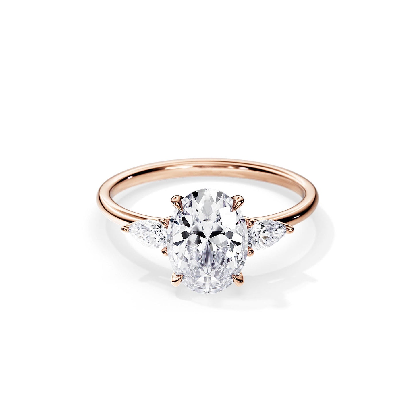 3.0 CT Three Stone Oval Cut Moissanite Engagement Ring