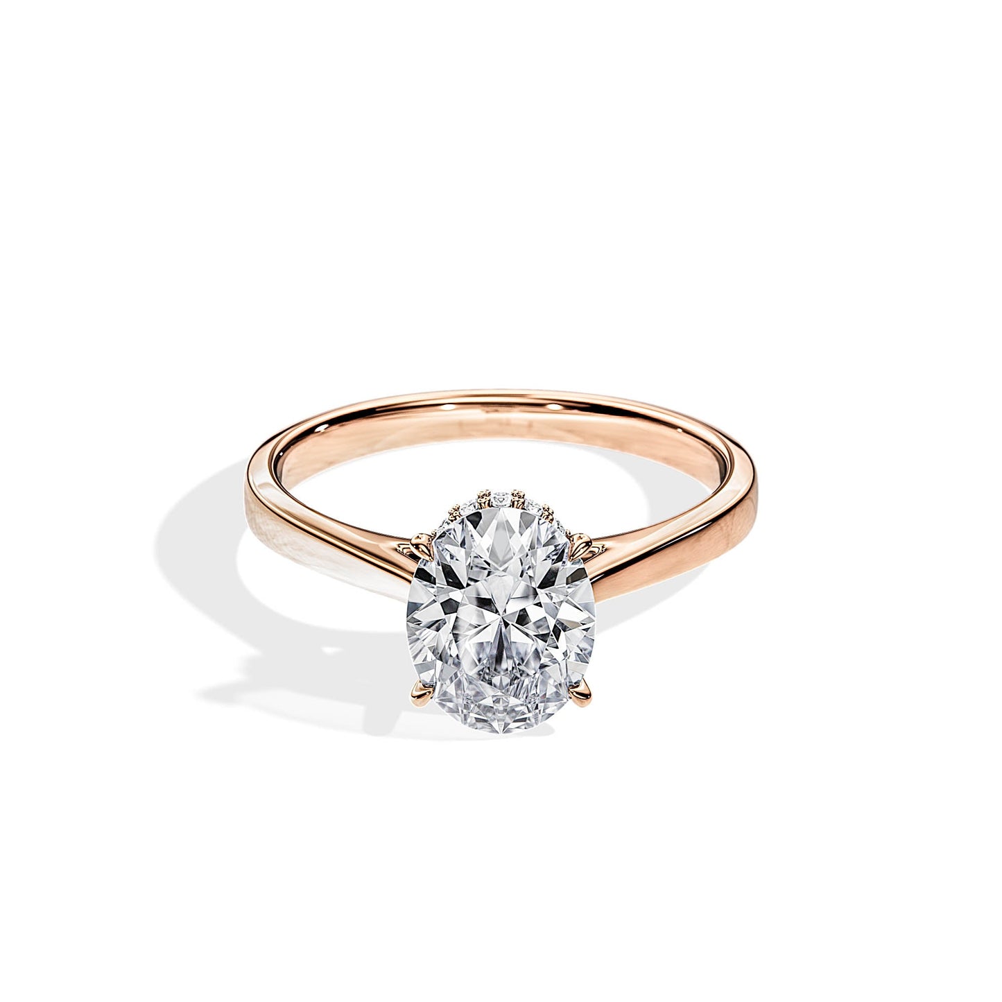 2.10 CT Oval Cut Hidden Halo Moissanite Engagement Ring