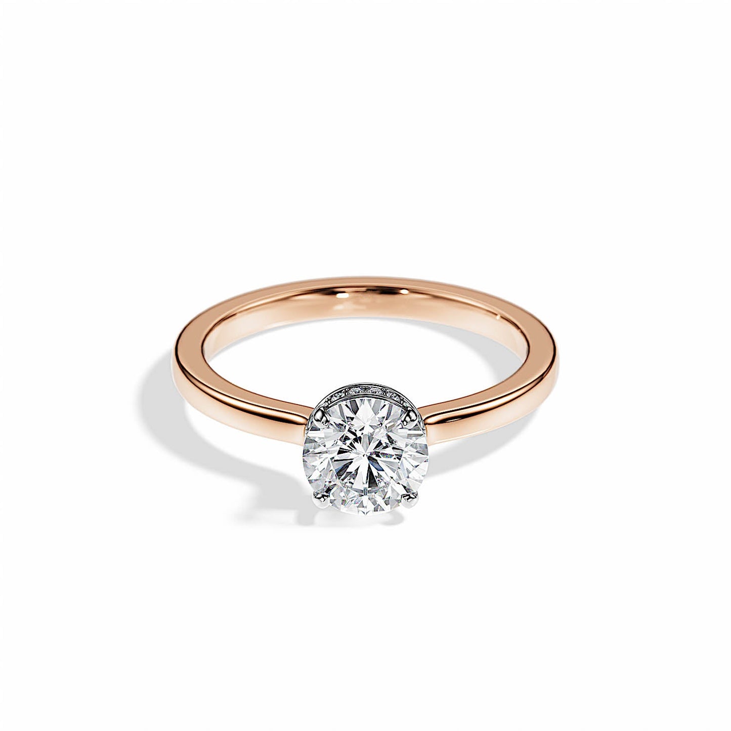 1.0 CT Round Cut Moissanite Hidden Halo Engagement Ring