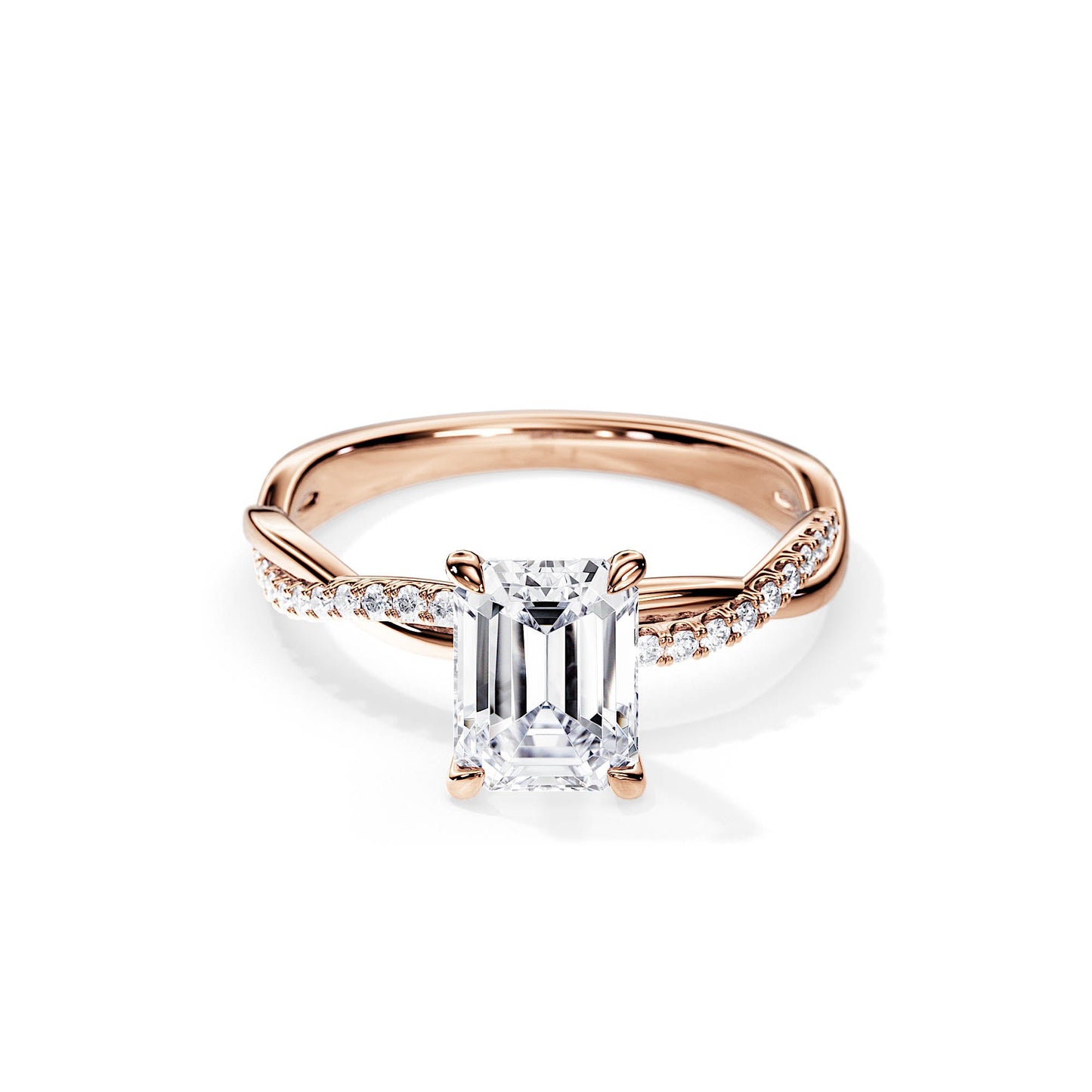 2.50 CT Emerald Cut Moissanite Twisted Engagement Ring