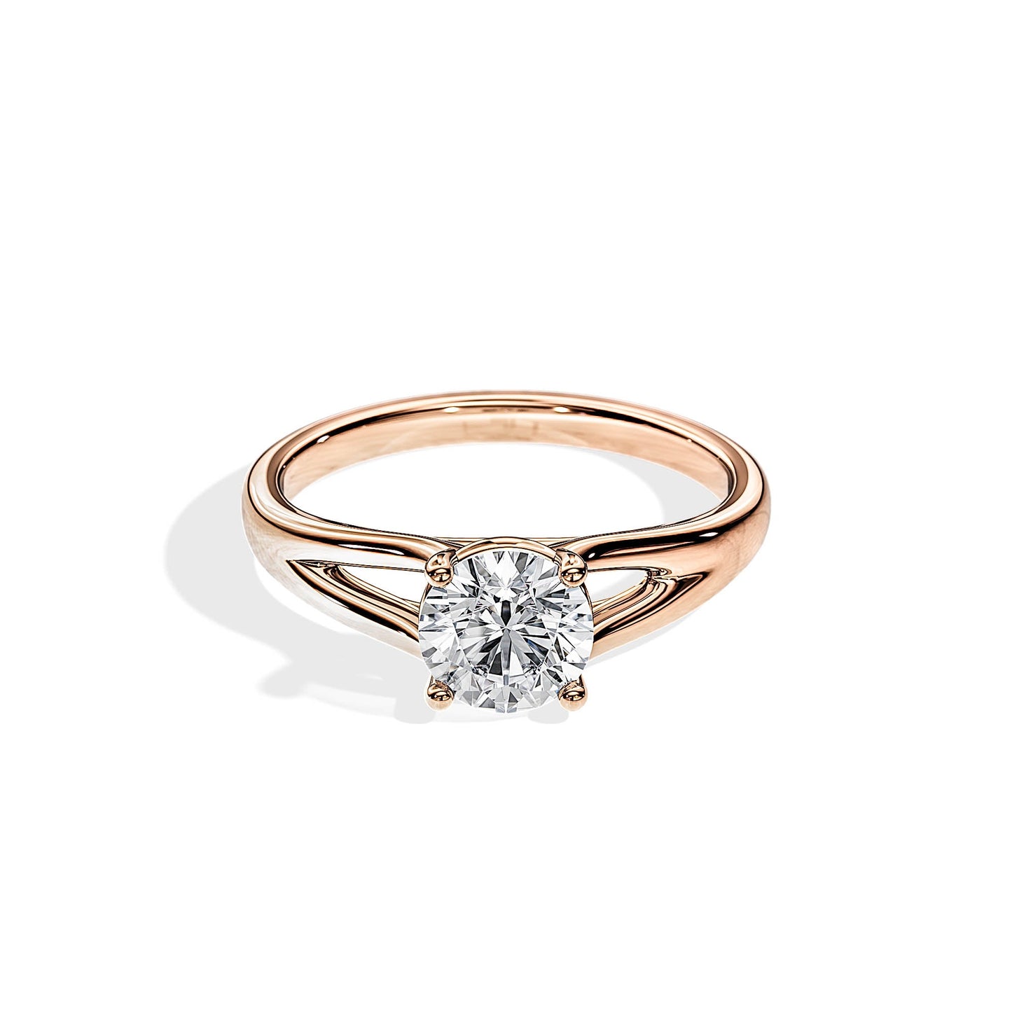 1.0 CT Round Moissanite Split Shank Style Engagement Ring