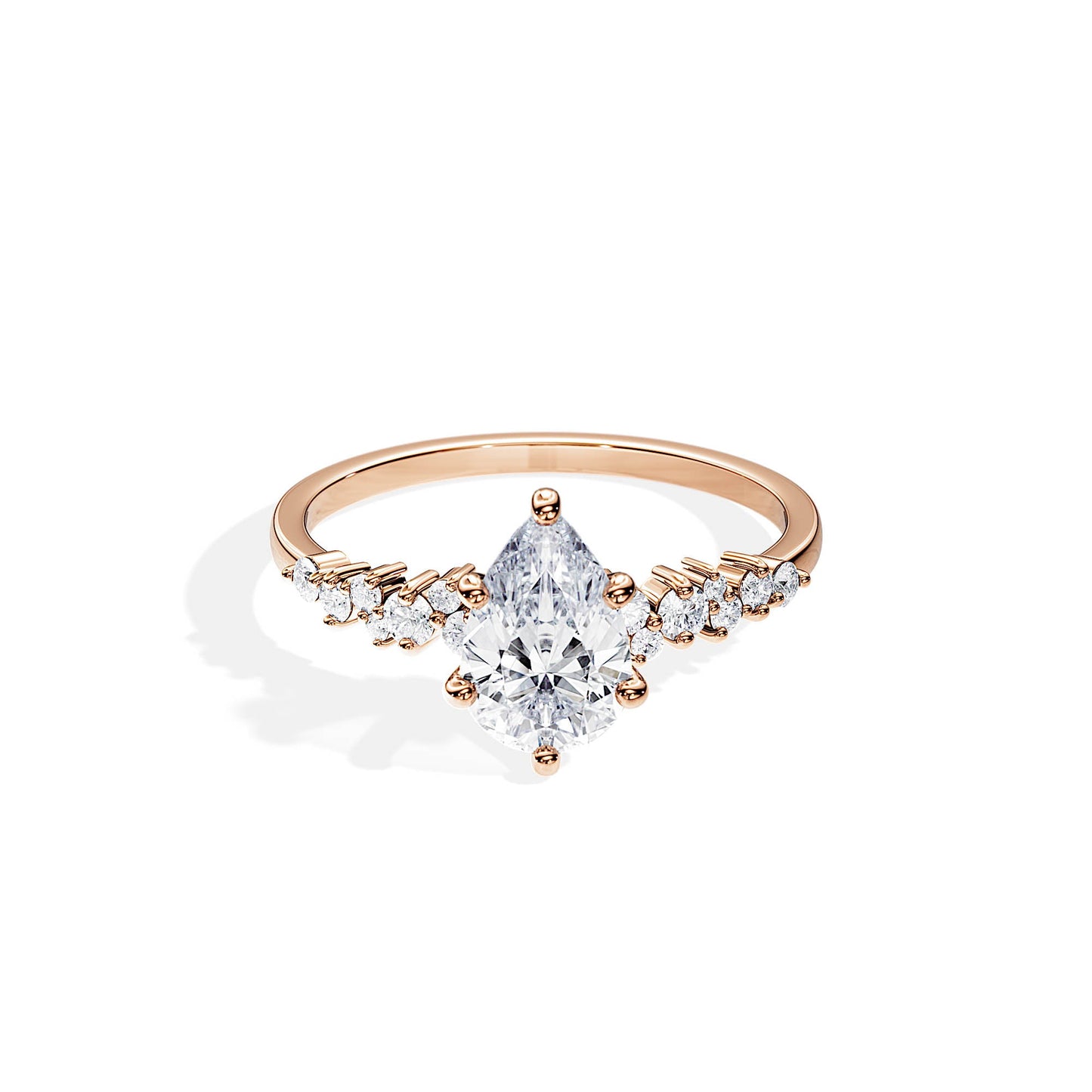 1.50 CT Pear Cut Moissanite Cluster Engagement Ring