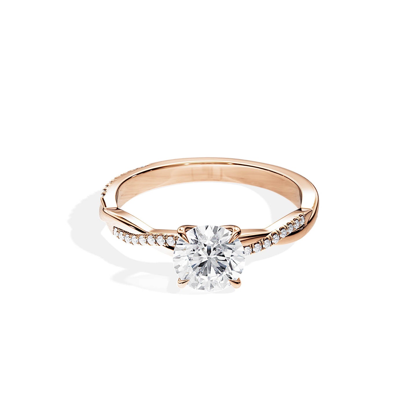 1.0 CT Round Cut Moissanite Twisted Pave Engagement Ring