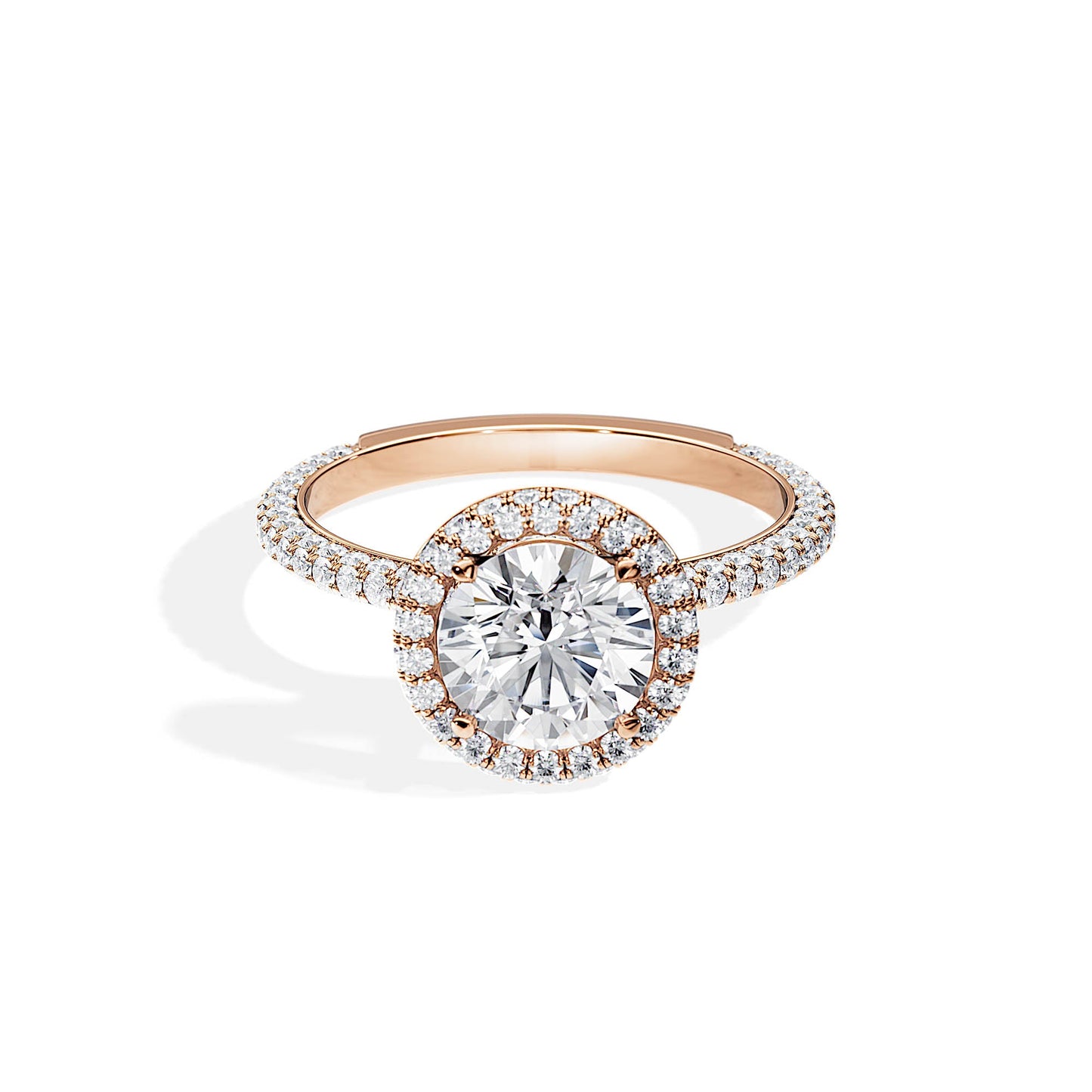 1.50 CT Round Cut Halo & Pave Moissanite Engagement Ring
