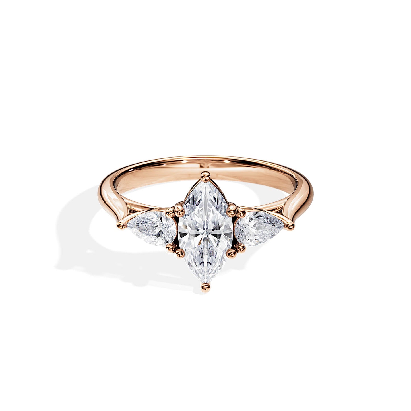 2.0 CT Marquise Cut Moissanite Three Stone Style Engagement Ring