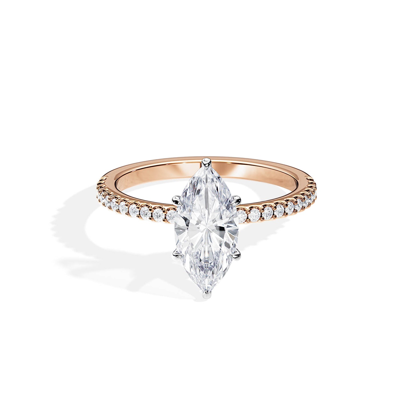 1.50 CT Marquise Moissanite Hidden Halo & Pave Engagement Ring